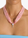 Collar De Tela Con Charm De Llave-Corazón