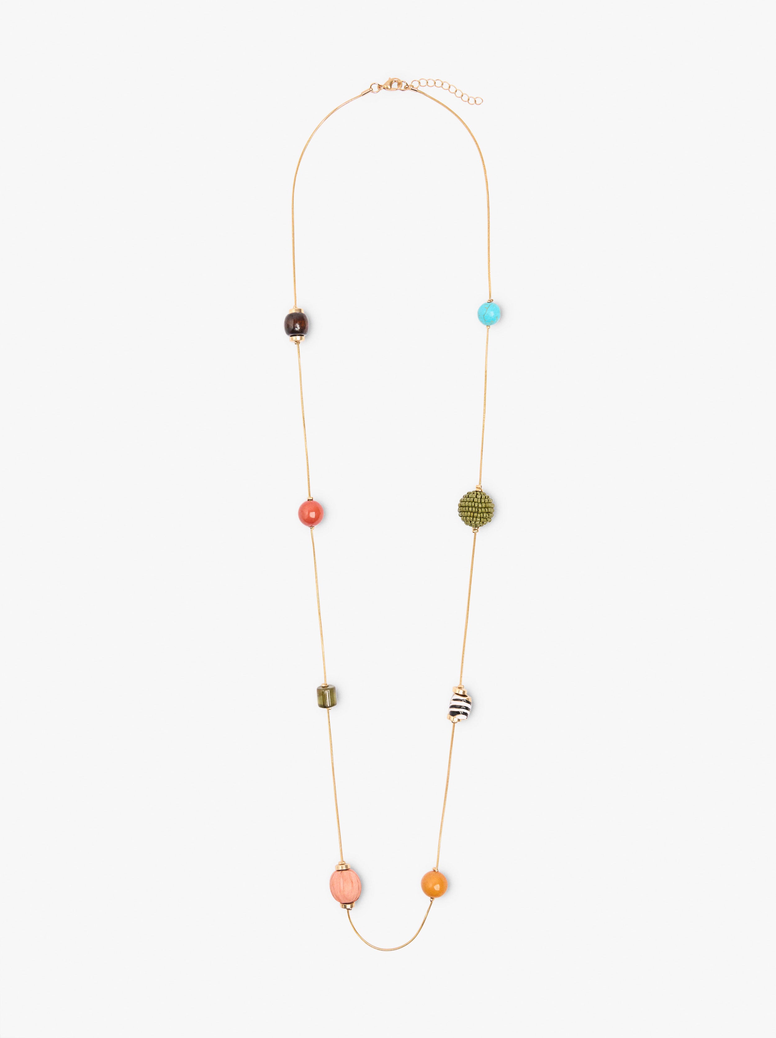 Collar Largo Con Cuentas De Piedra