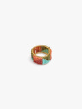Anillo Ancho Geométrico Con Abalorios