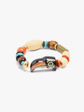 Pulsera Elástica Con Cuentas De Madera Y Pájaro