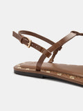 Sandalias Planas De Piel Borde Con Tachuelas