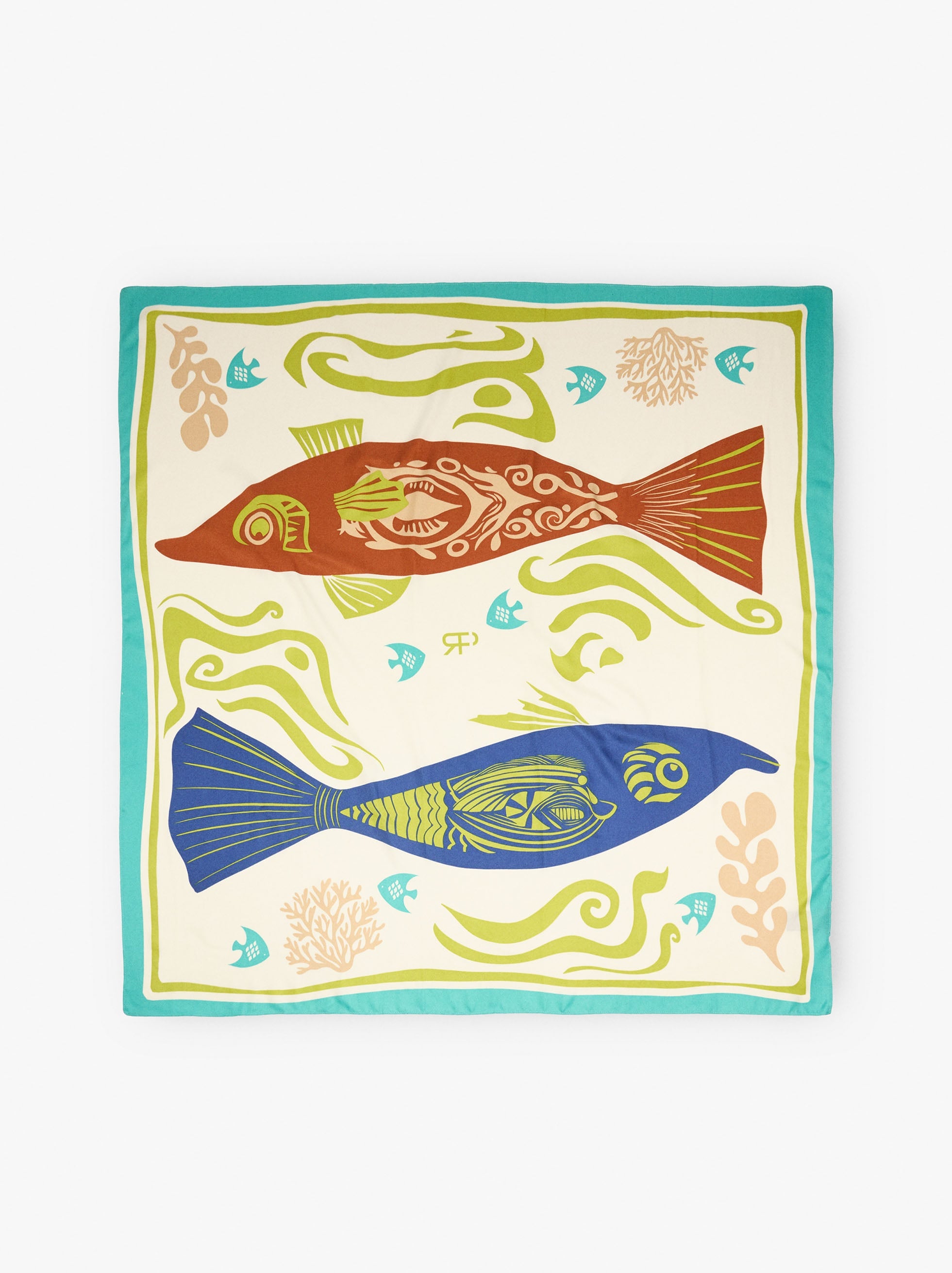 Pañuelo Cuadrado Con Estampado De Peces