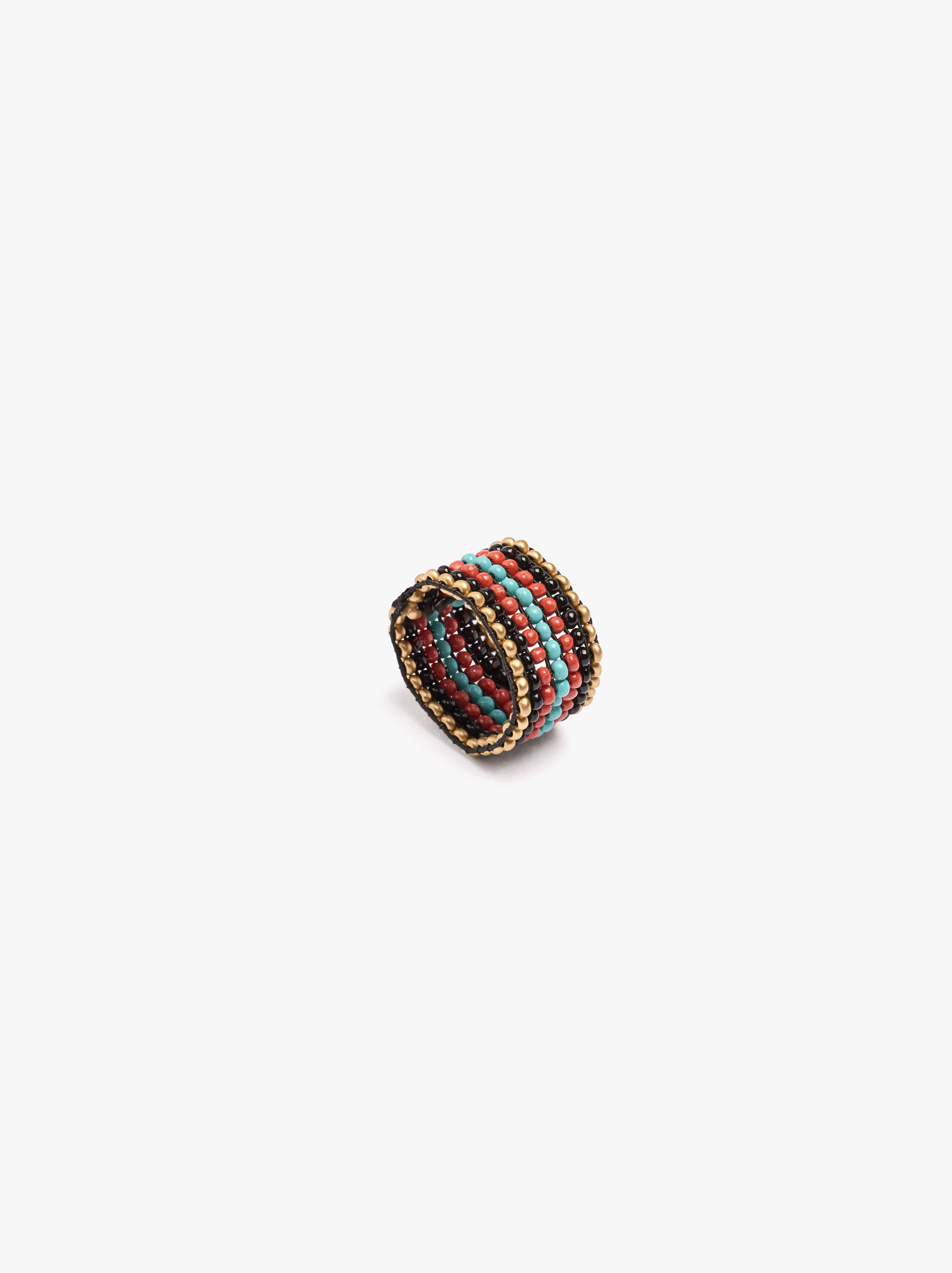 Anillo Ancho Abalorios De Vidrio Multicolor