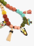 Collar Corto Con Cuentas De Madera Y Abalorios