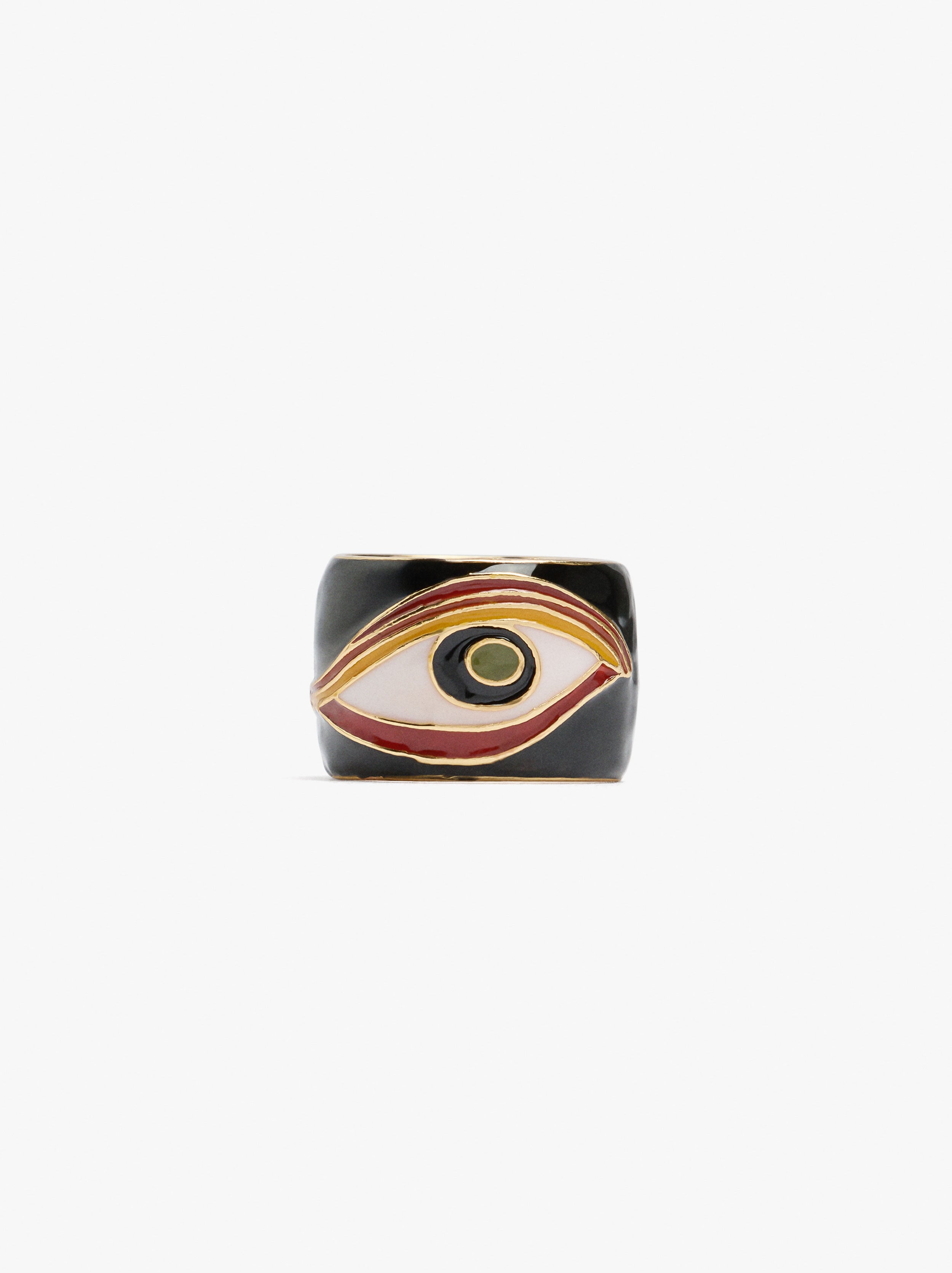 Anillo Ancho Ojo Con Esmalte