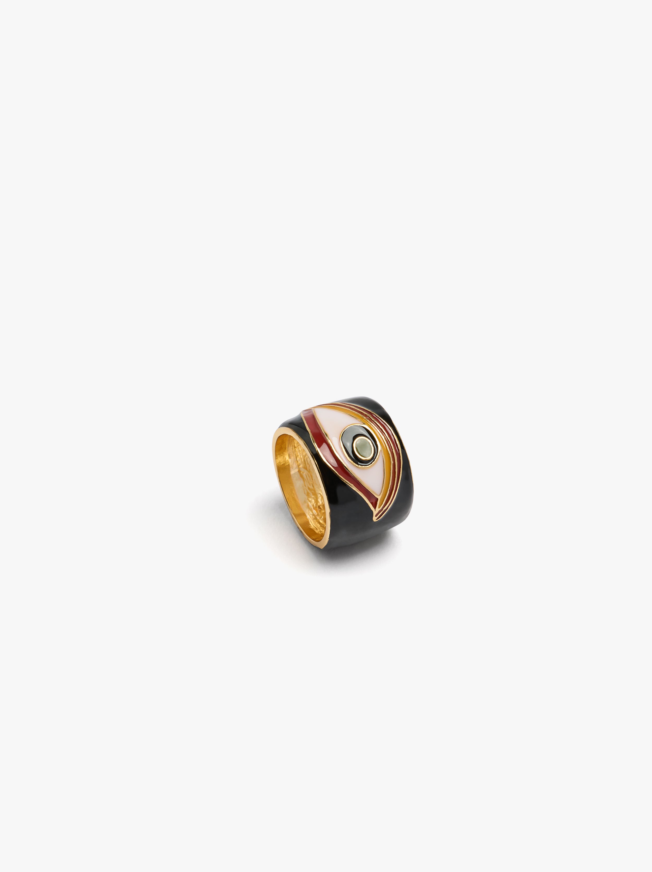 Anillo Ancho Ojo Con Esmalte