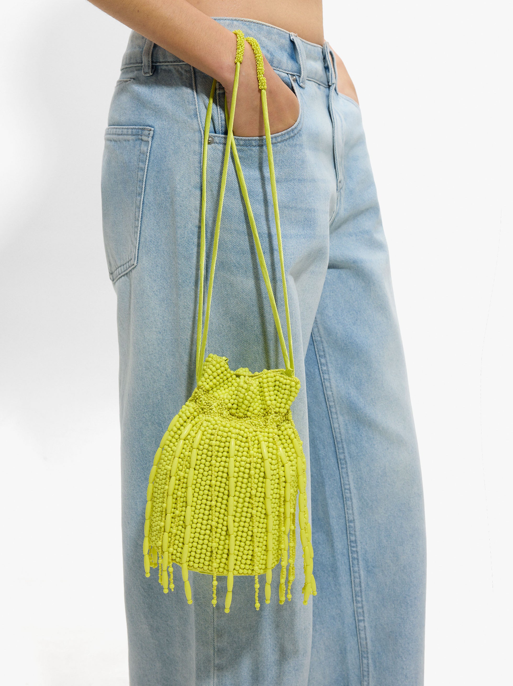 Bolso De Fiesta De Cuentas Y Flecos