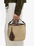 Bolso Bombonera Detalles De Piel Con Colgante