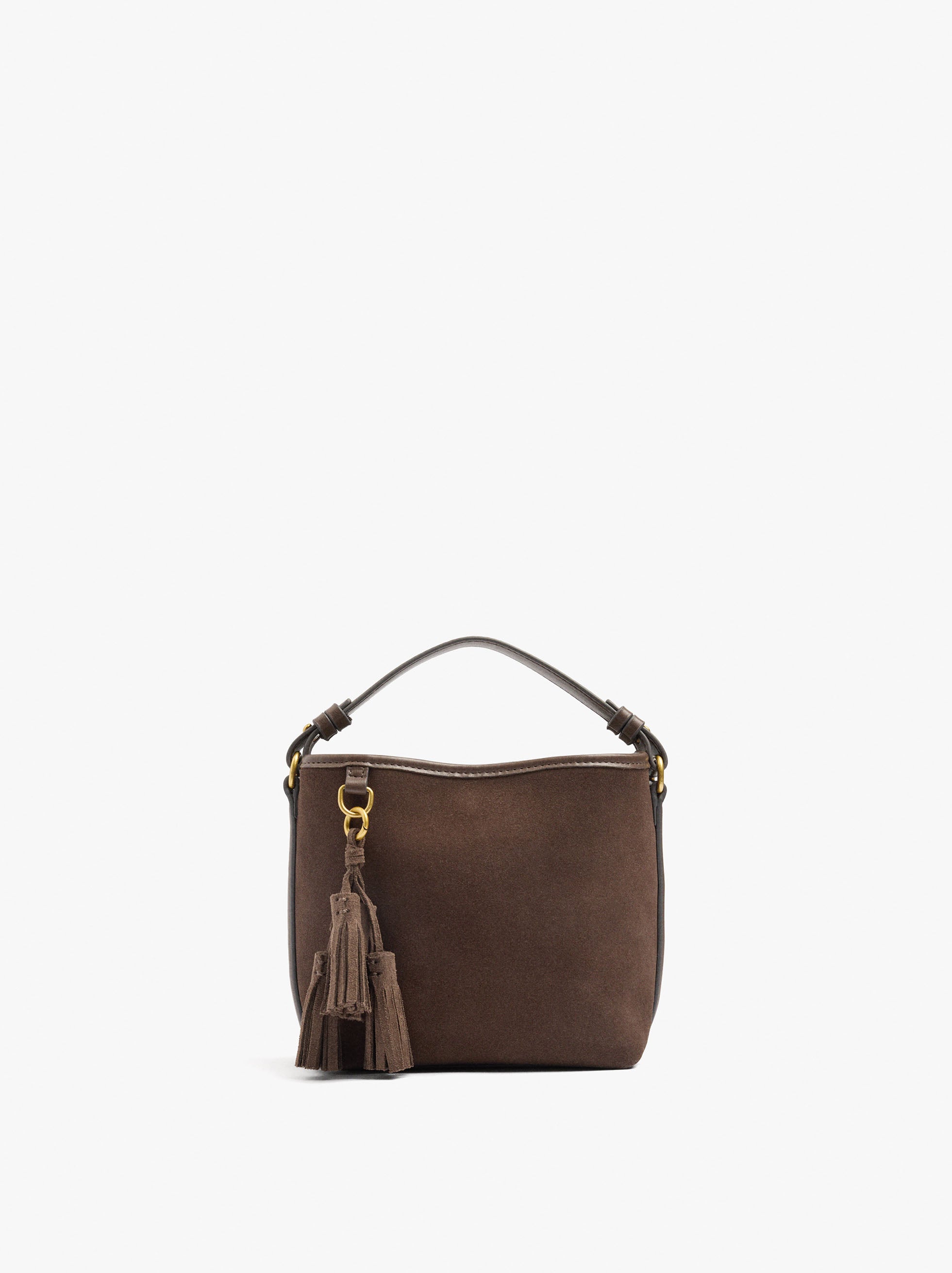 Bolso Bombonera Detalles De Piel Con Colgante