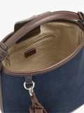 Bolso Bombonera Detalles De Piel Con Colgante