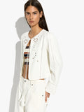 Chaqueta Con Bordados Perforados 100% Algodón