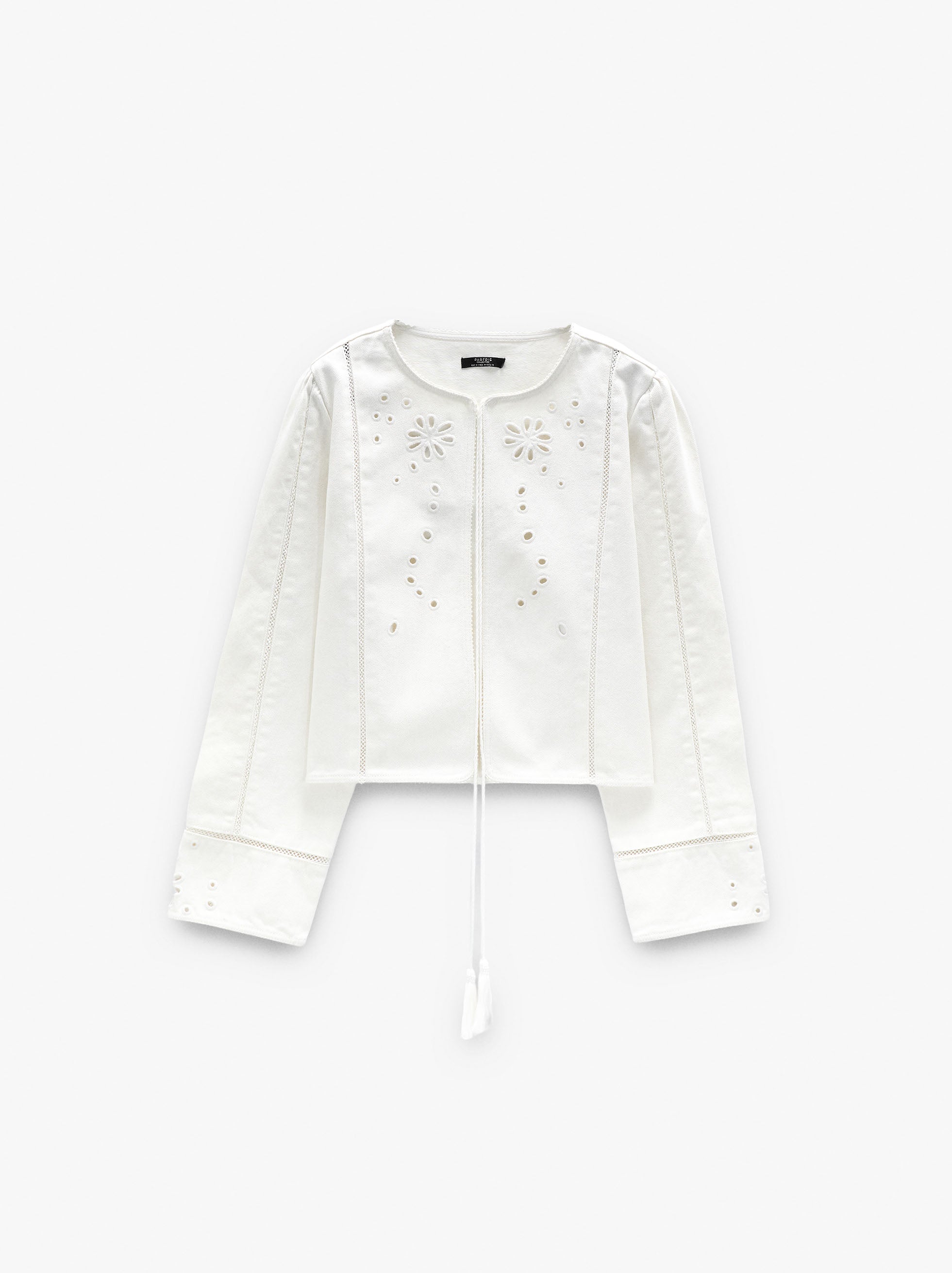 Chaqueta Con Bordados Perforados 100% Algodón