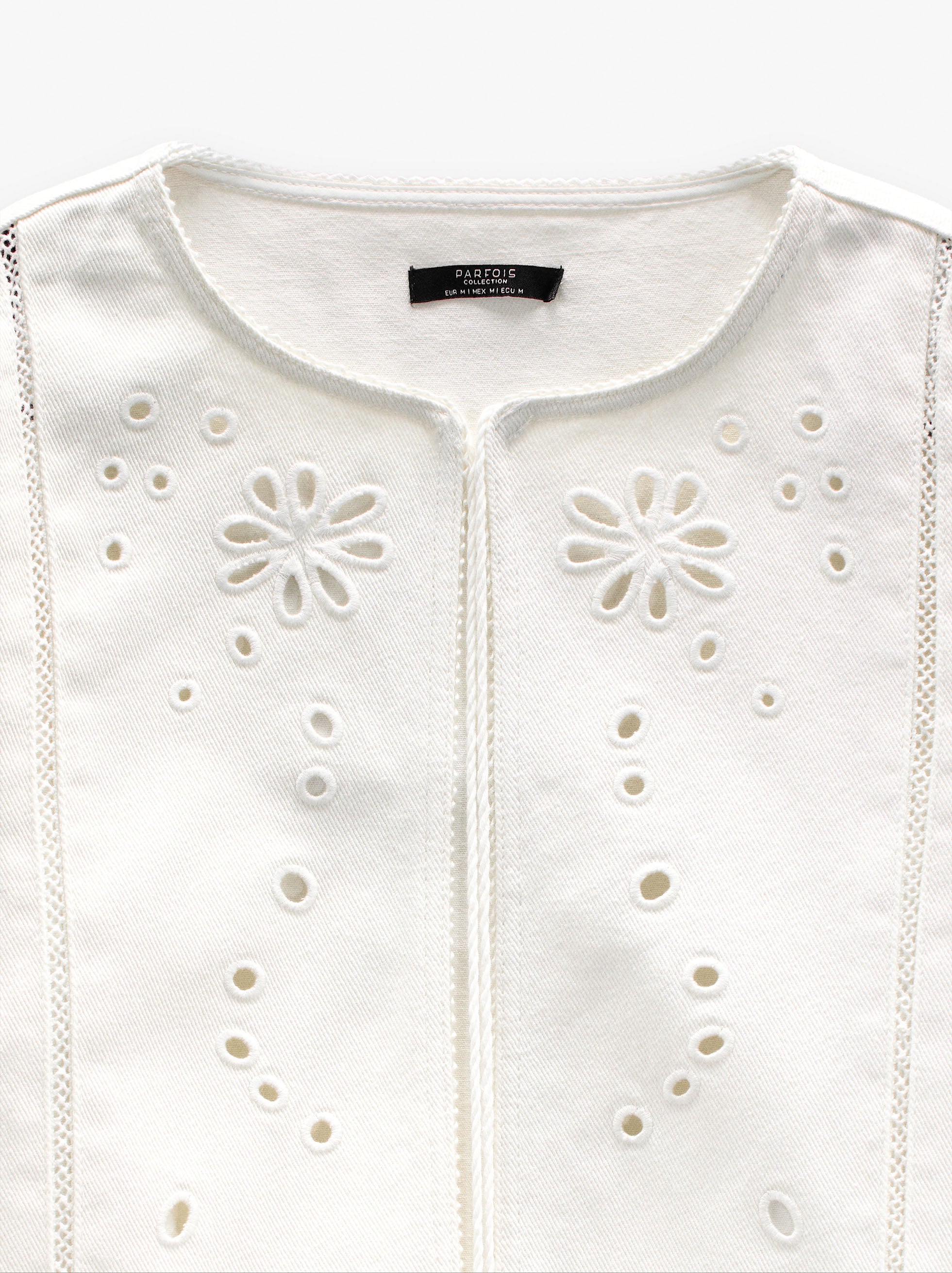 Chaqueta Con Bordados Perforados 100% Algodón