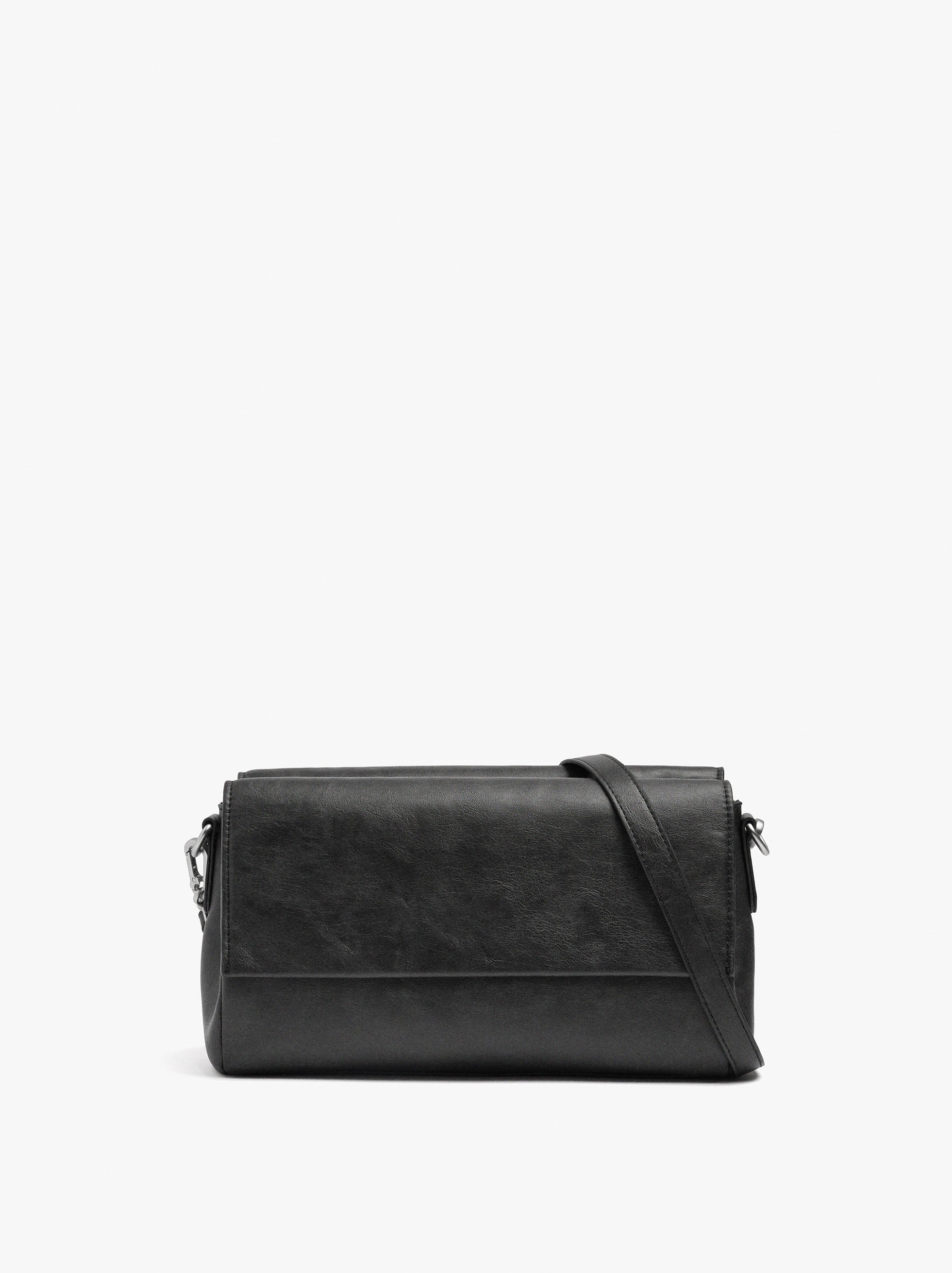 Bolso Bandolera Solapa Doble Con Efecto Craquelado