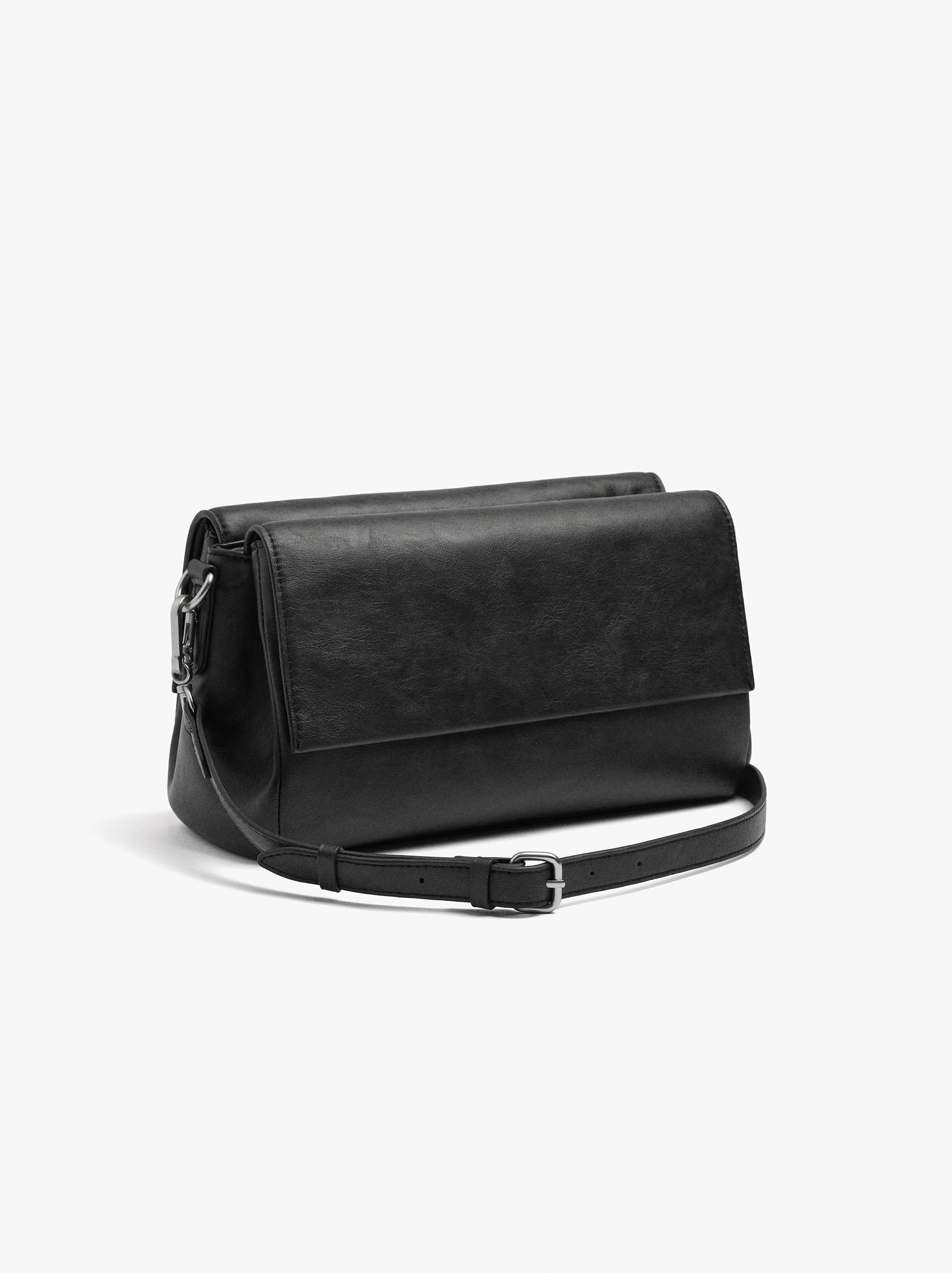 Bolso Bandolera Solapa Doble Con Efecto Craquelado