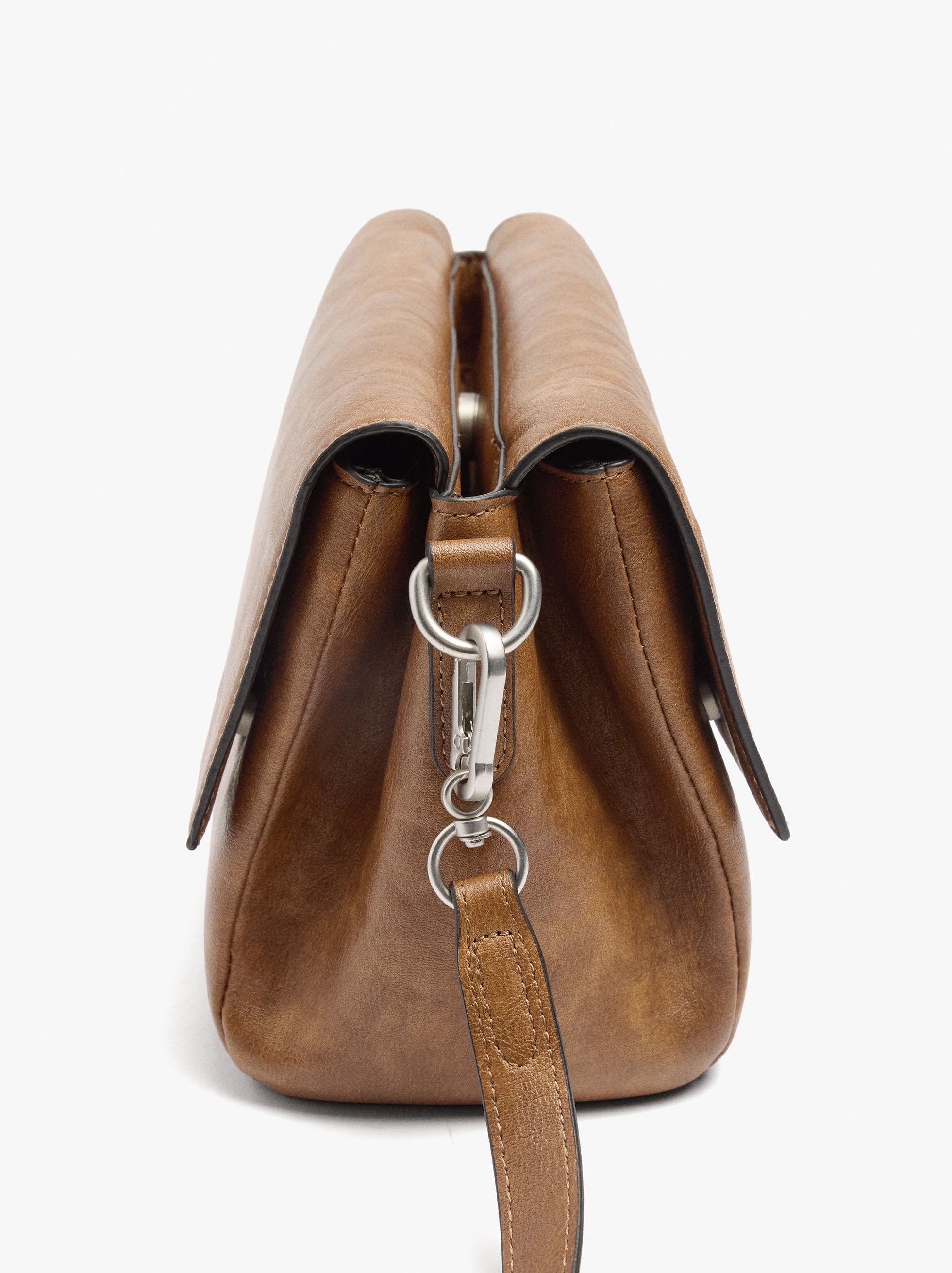 Bolso Bandolera Solapa Doble Con Efecto Craquelado