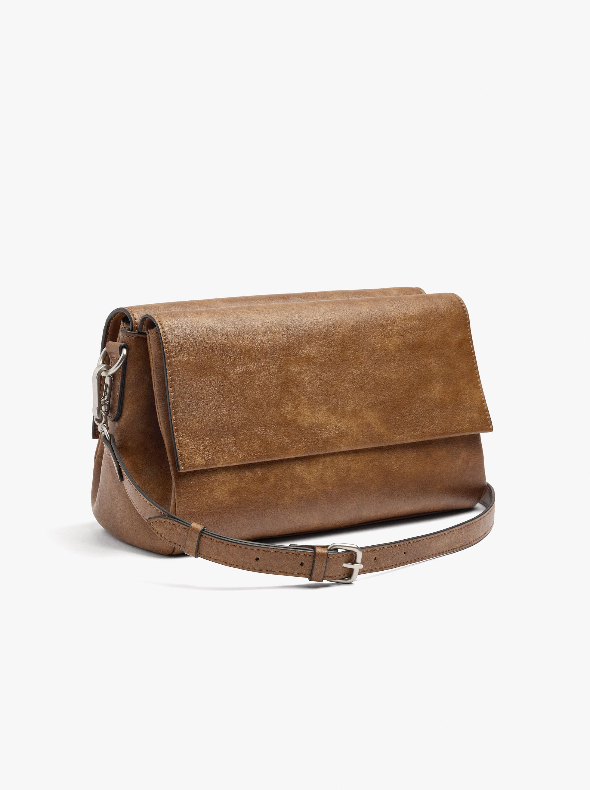 Bolso Bandolera Solapa Doble Con Efecto Craquelado