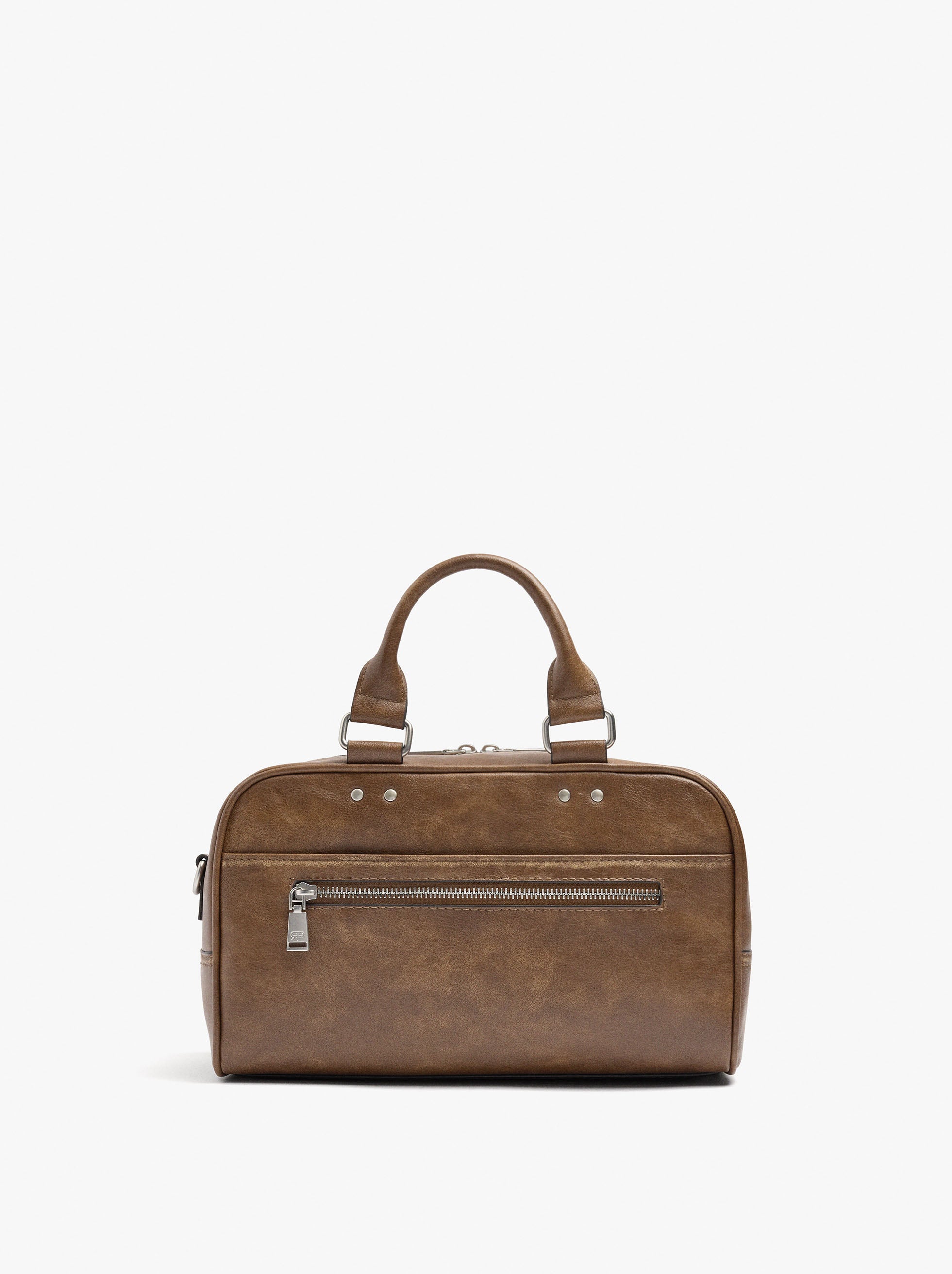 Bolso Tote Efecto Craquelado Con Bandolera
