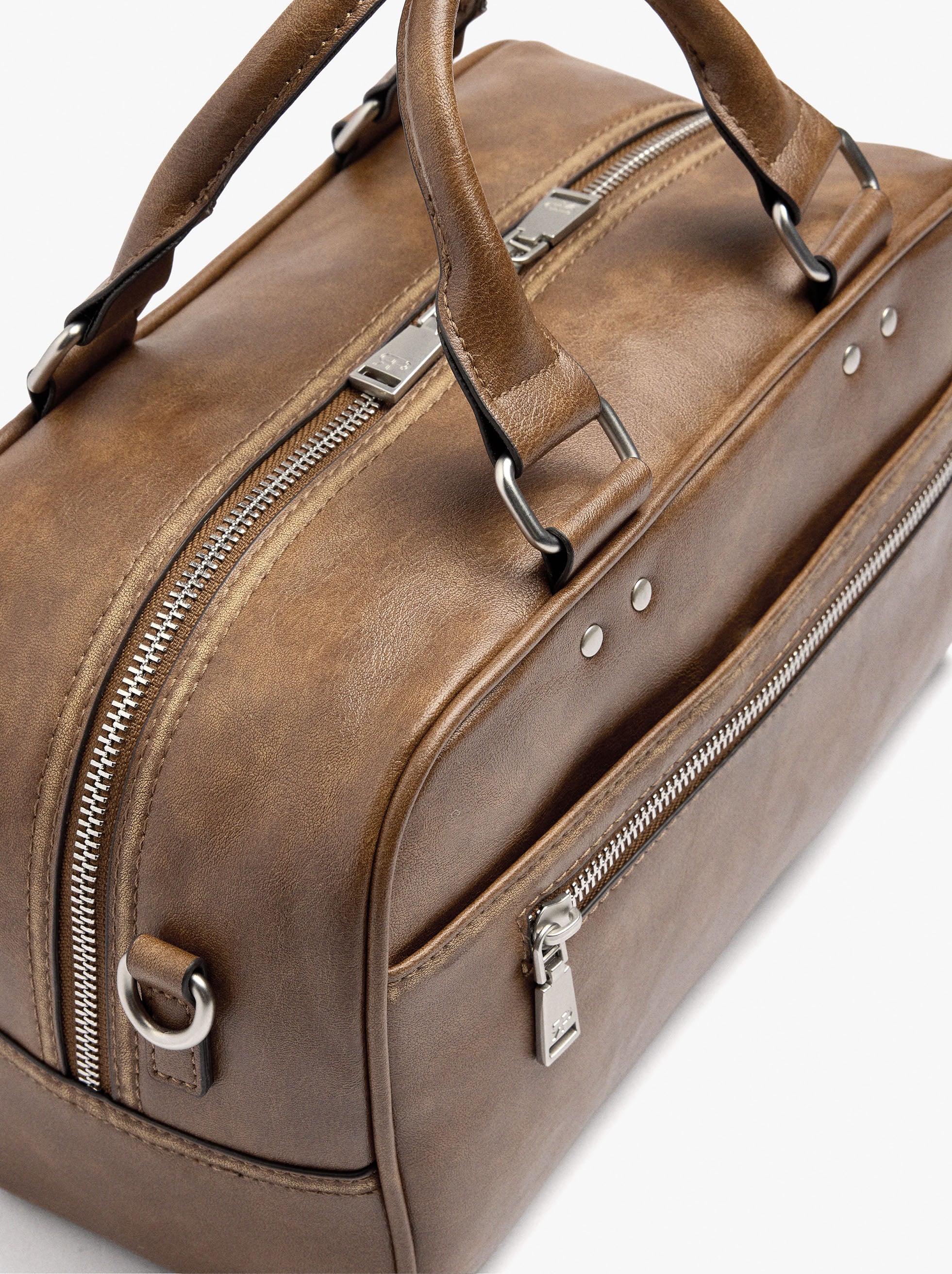 Bolso Tote Efecto Craquelado Con Bandolera