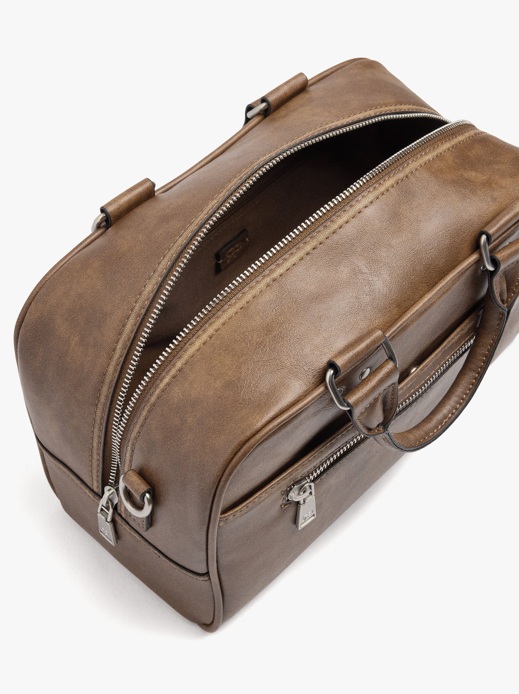 Bolso Tote Efecto Craquelado Con Bandolera