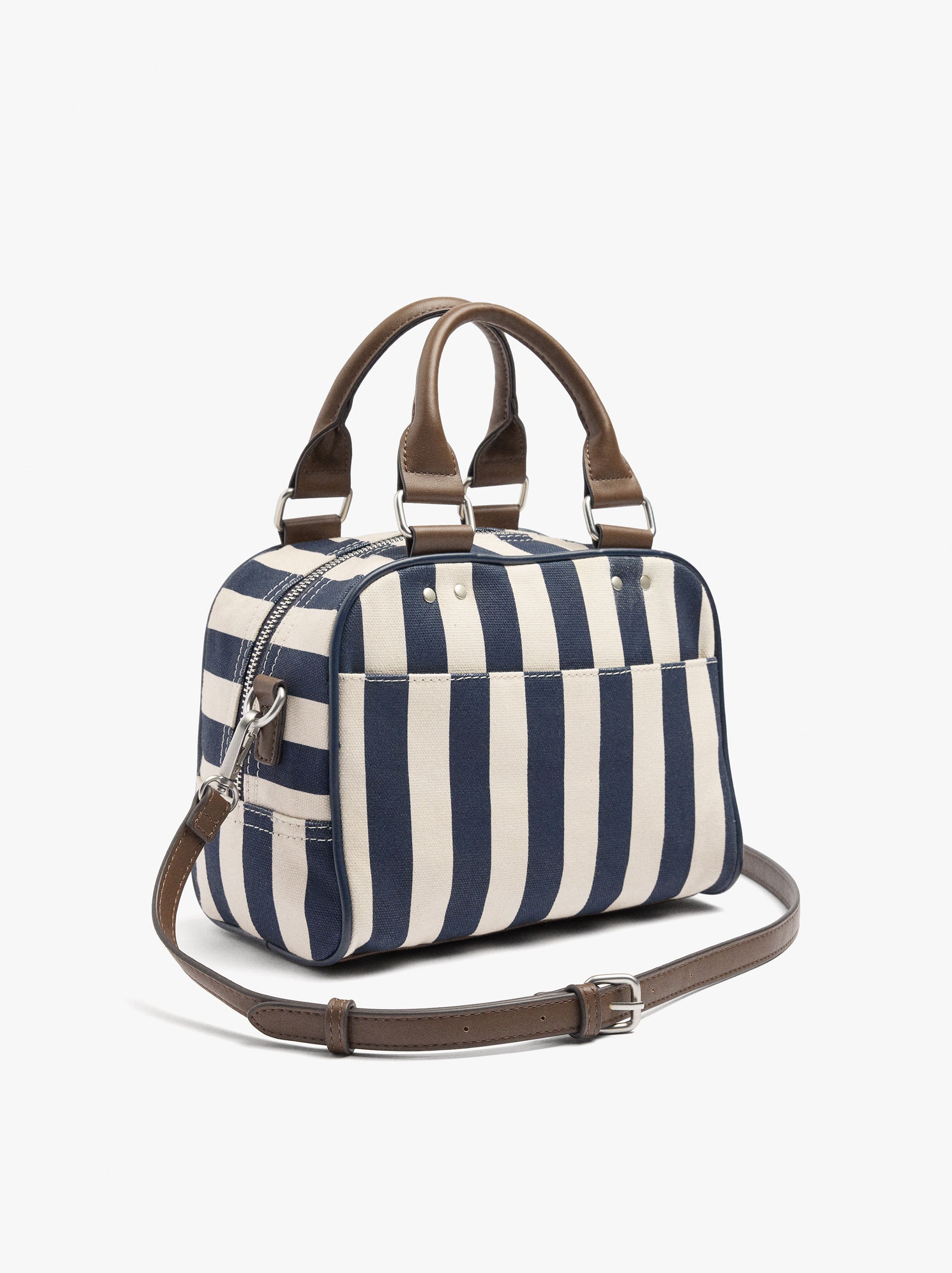 Bolso Bowling A Rayas Con Bandolera