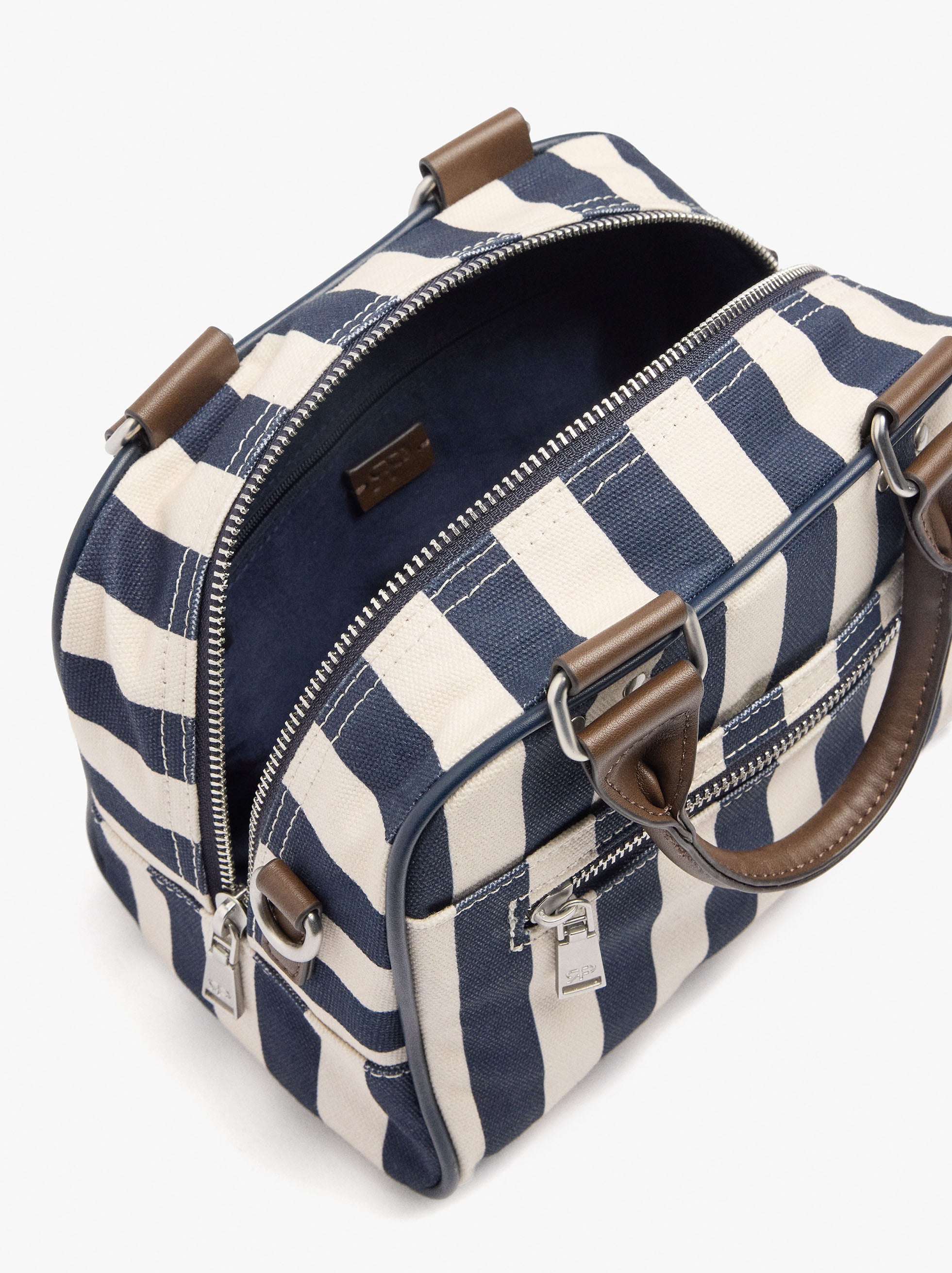 Bolso Bowling A Rayas Con Bandolera