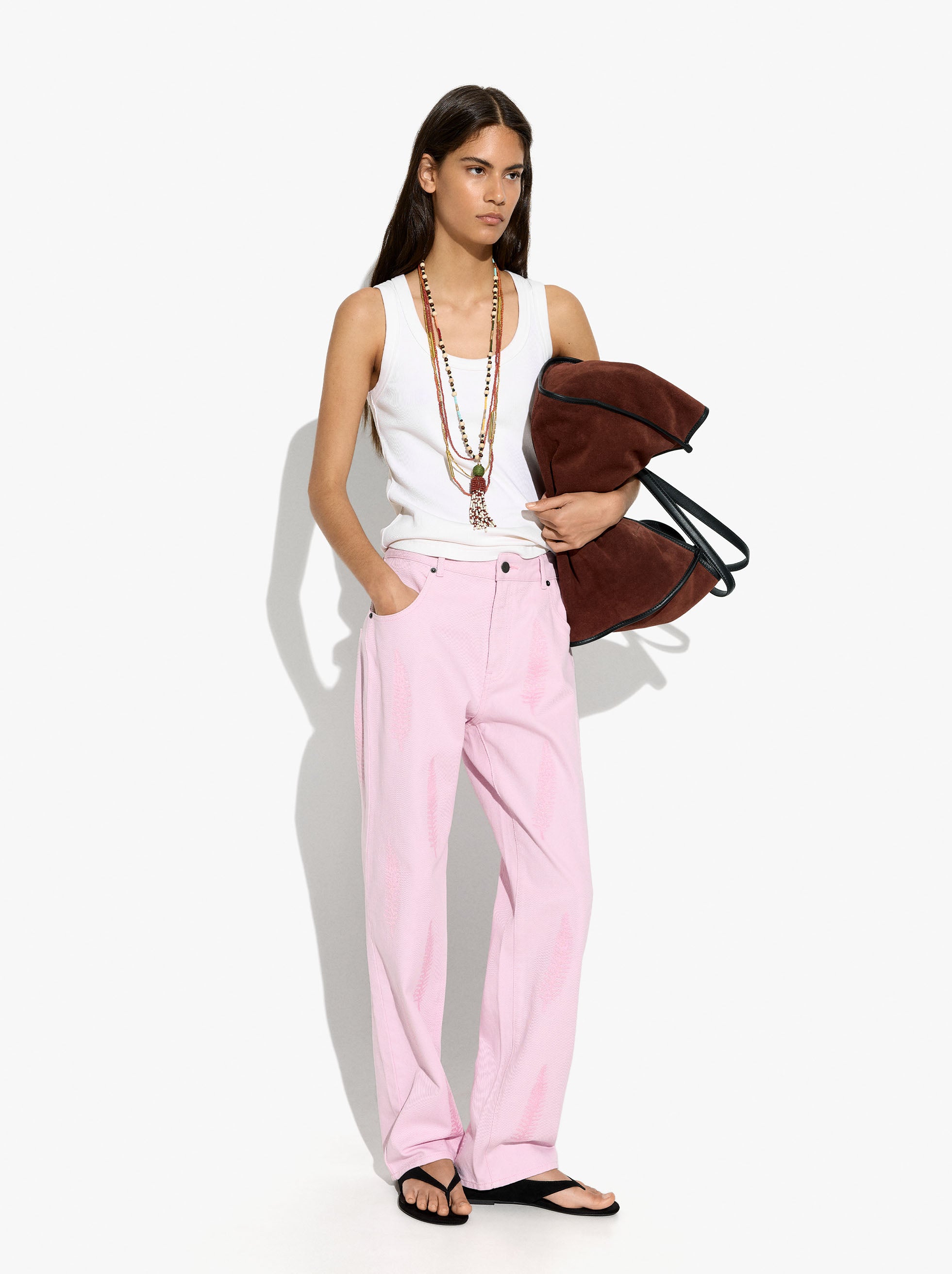 Pantalón Con Bordados 100% Algodón