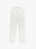 Pantalón Con Bordados Perforados 100% Algodón