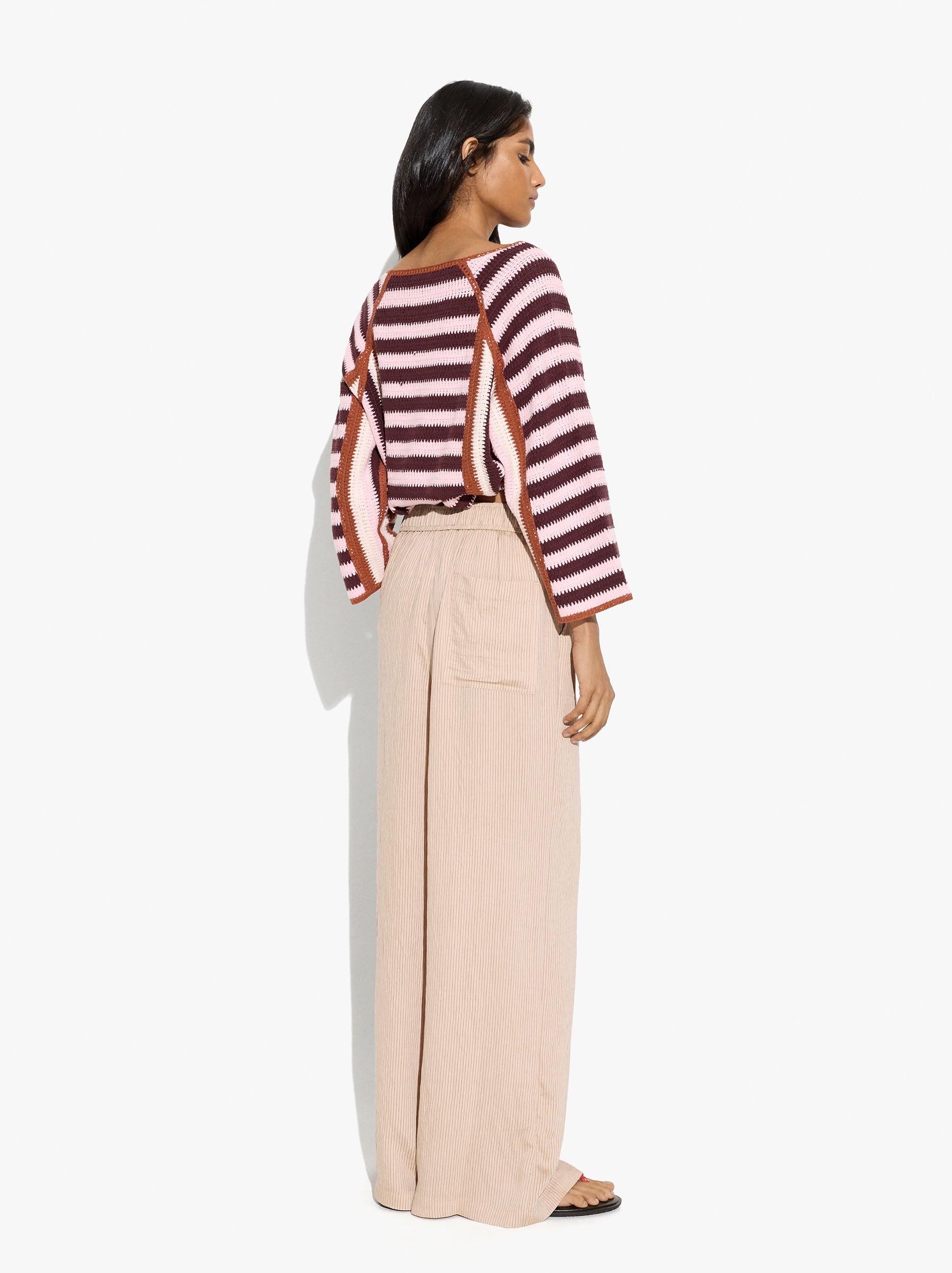 Pantalón A Rayas Con Cintura Elástica