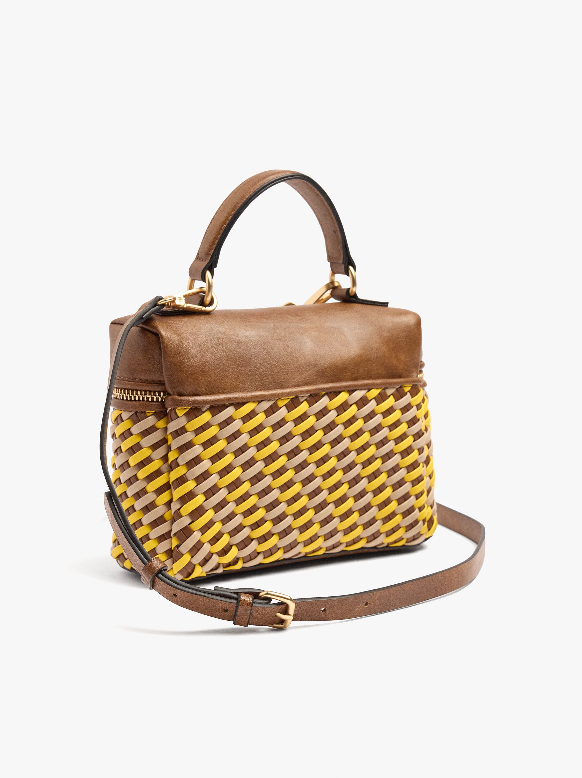 Bolso Tote Trenzado Con Bandolera