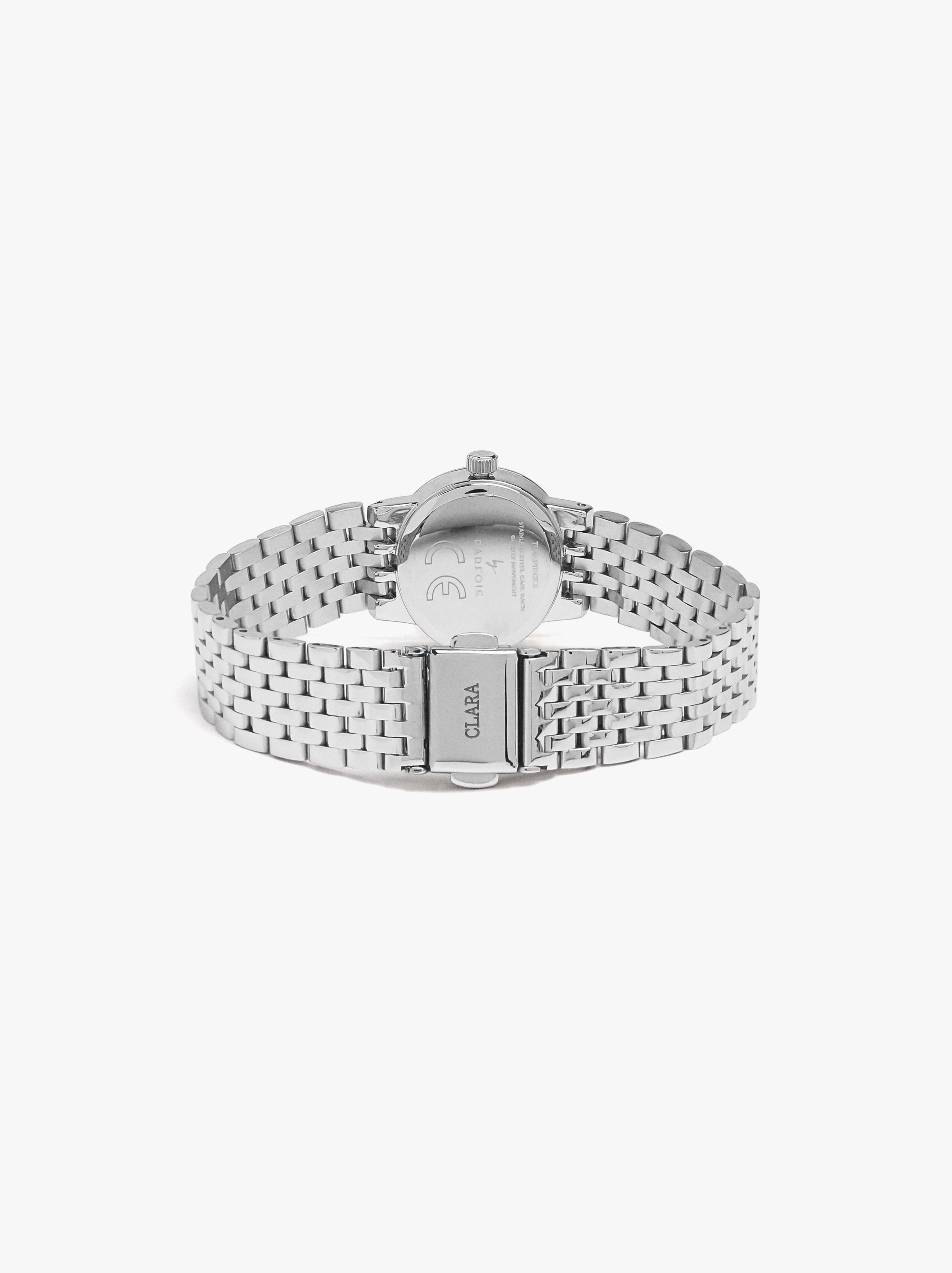 Reloj Con Cristales Y Brazalete De Acero Inoxidable