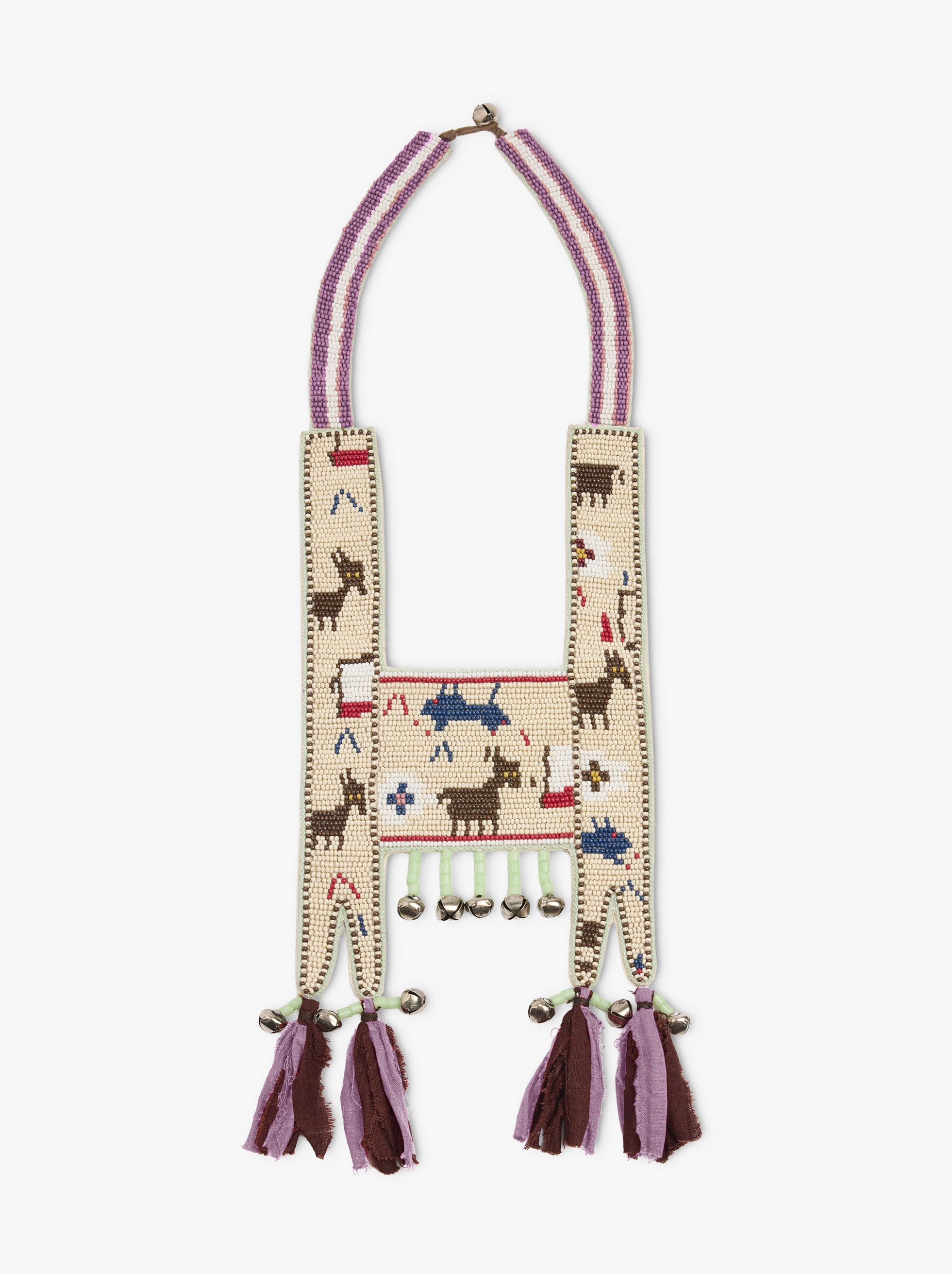 Collar Con Abalorios De Vidrio Y Cascabeles
