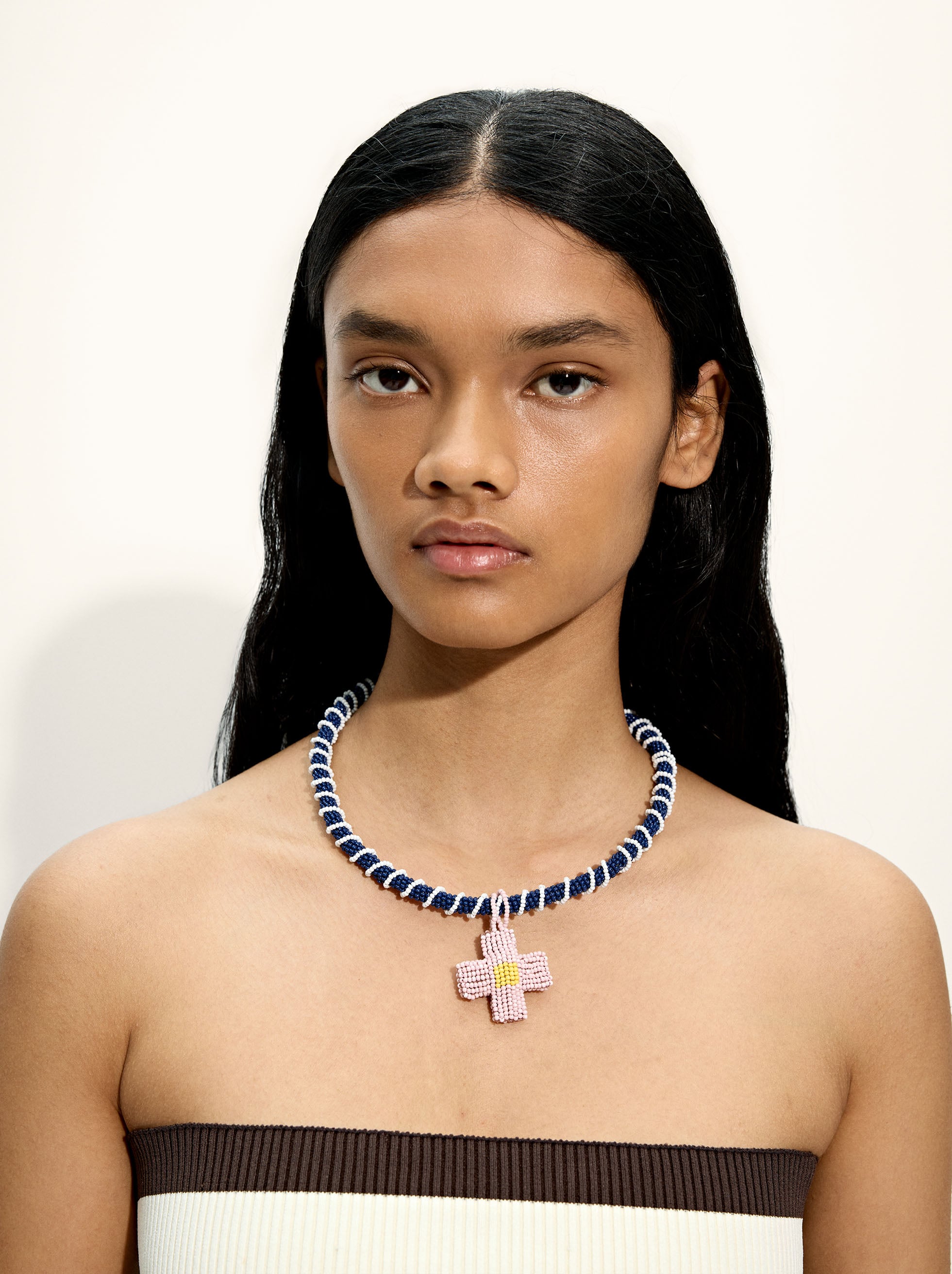 Collar De Abalorios De Vidrio Con Colgante