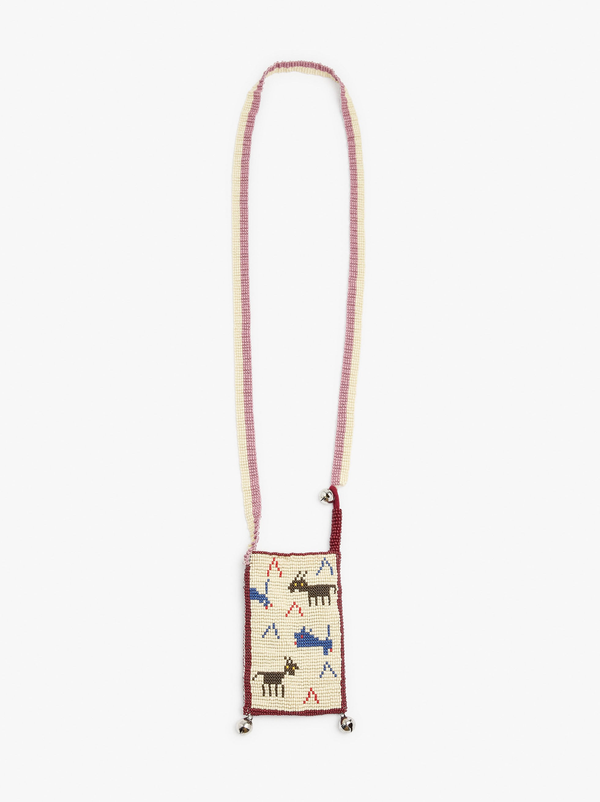 Collar Con Bolsillo De Abalorios Y Cascabeles