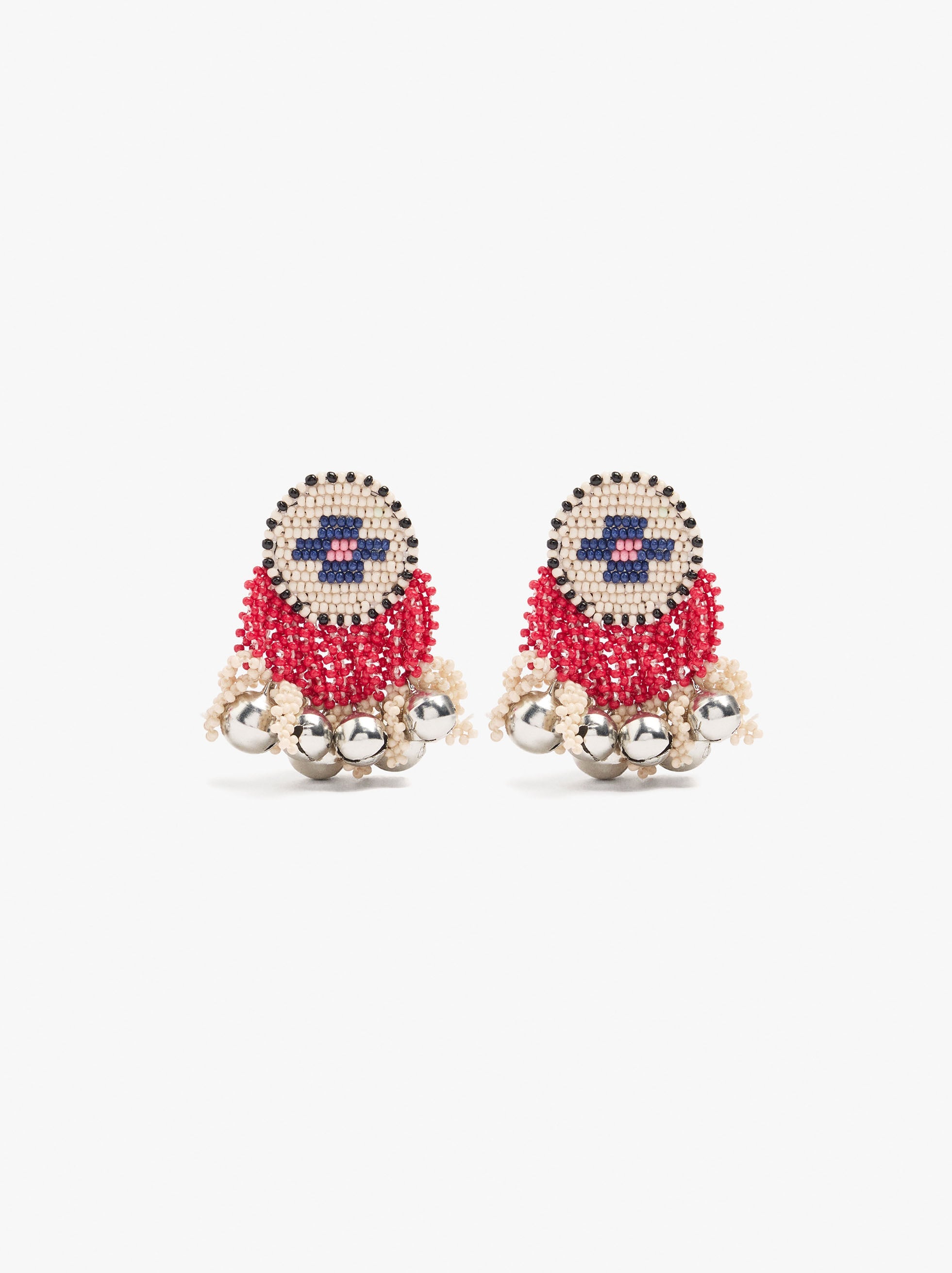 Pendientes Redondos Con Abalorios Y Cascabeles