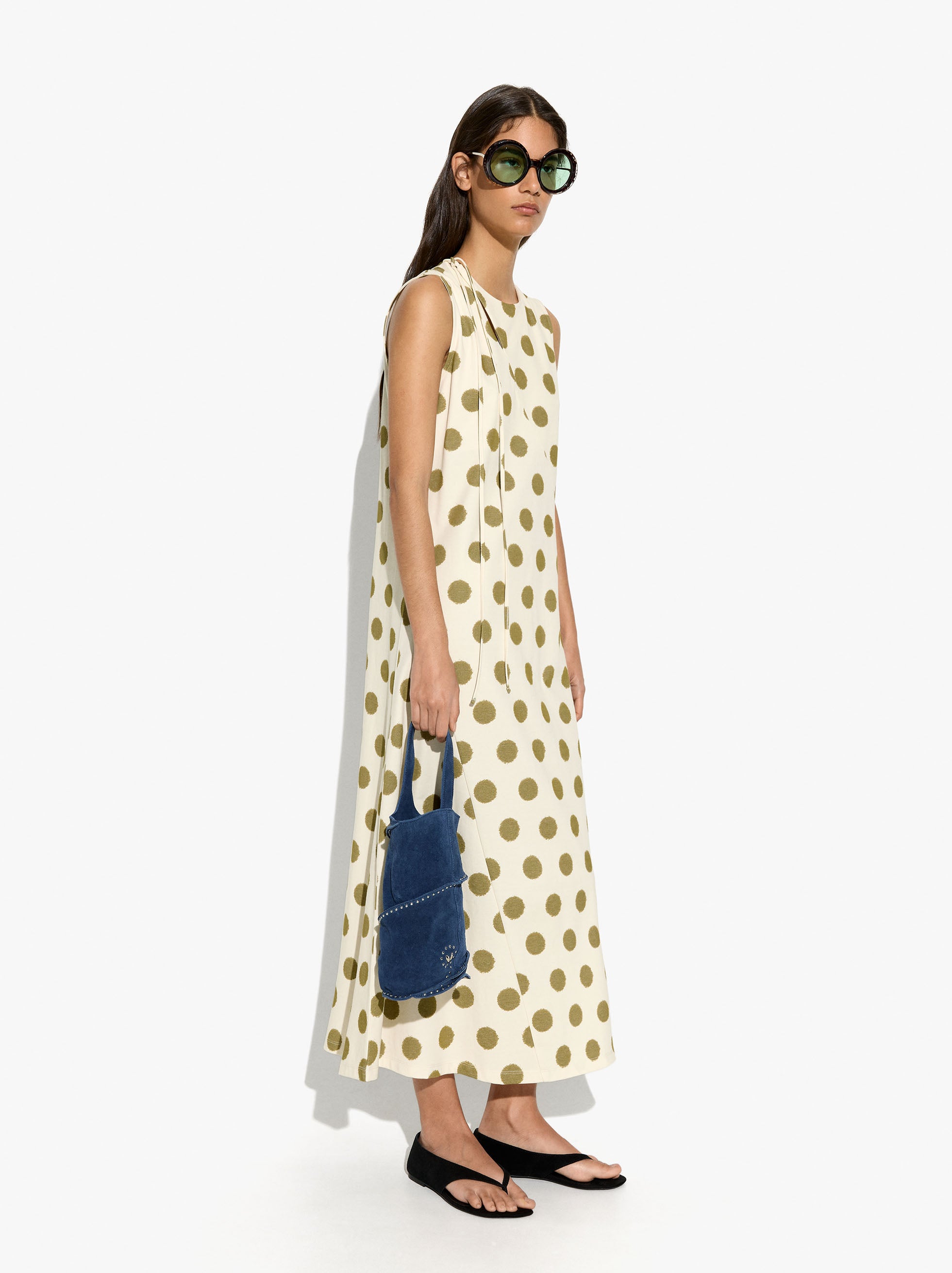 Vestido Largo Con Lunares