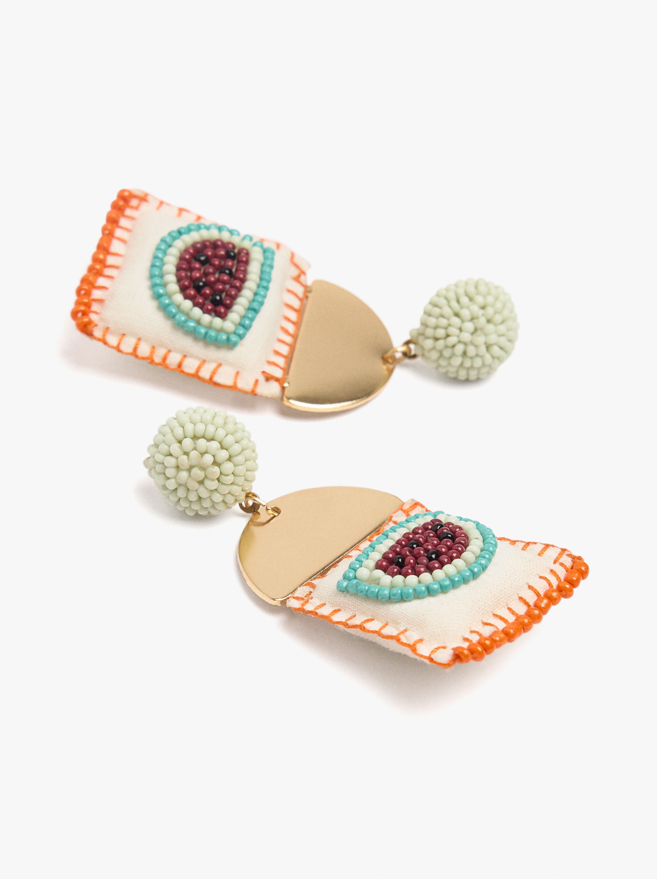 Pendientes Sandía Con Abalorios