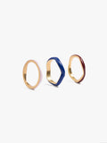 Set De Anillos Ondulados Con Esmaltado