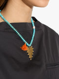 Collar Con Cuentas De Piedra Colgante Corazón