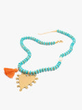 Collar Con Cuentas De Piedra Colgante Corazón