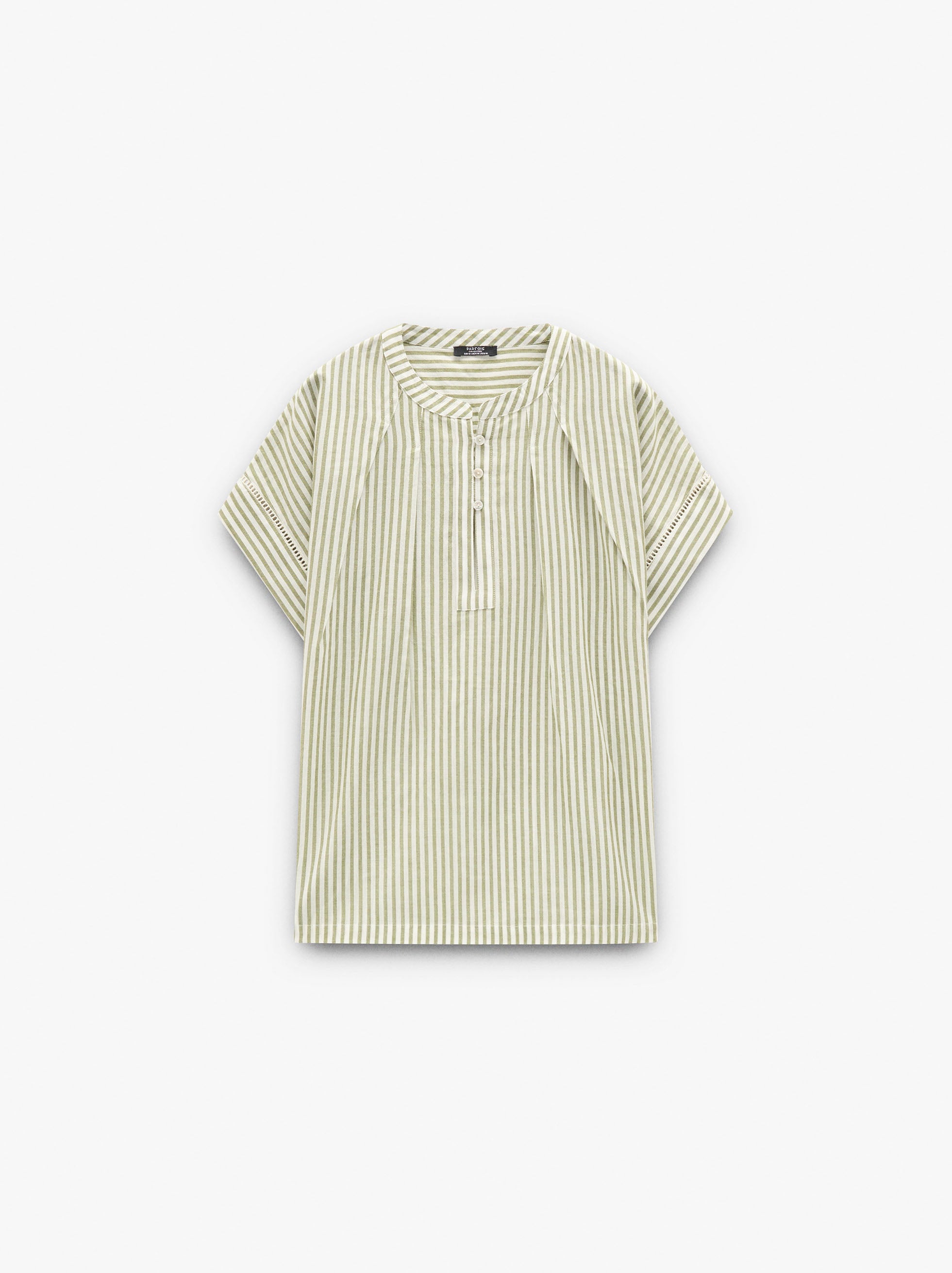 Camisa De Manga Corta Con Rayas 100% Algodón