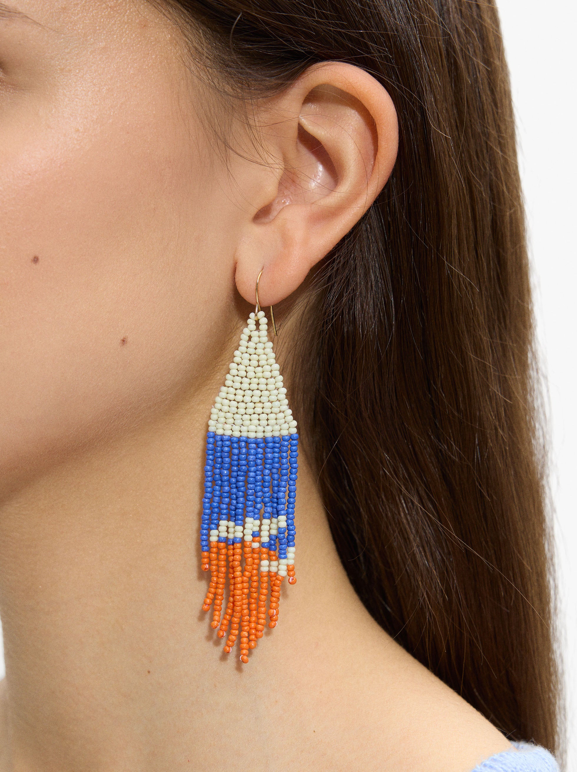Pendientes Largos Multicolor Con Abalorios