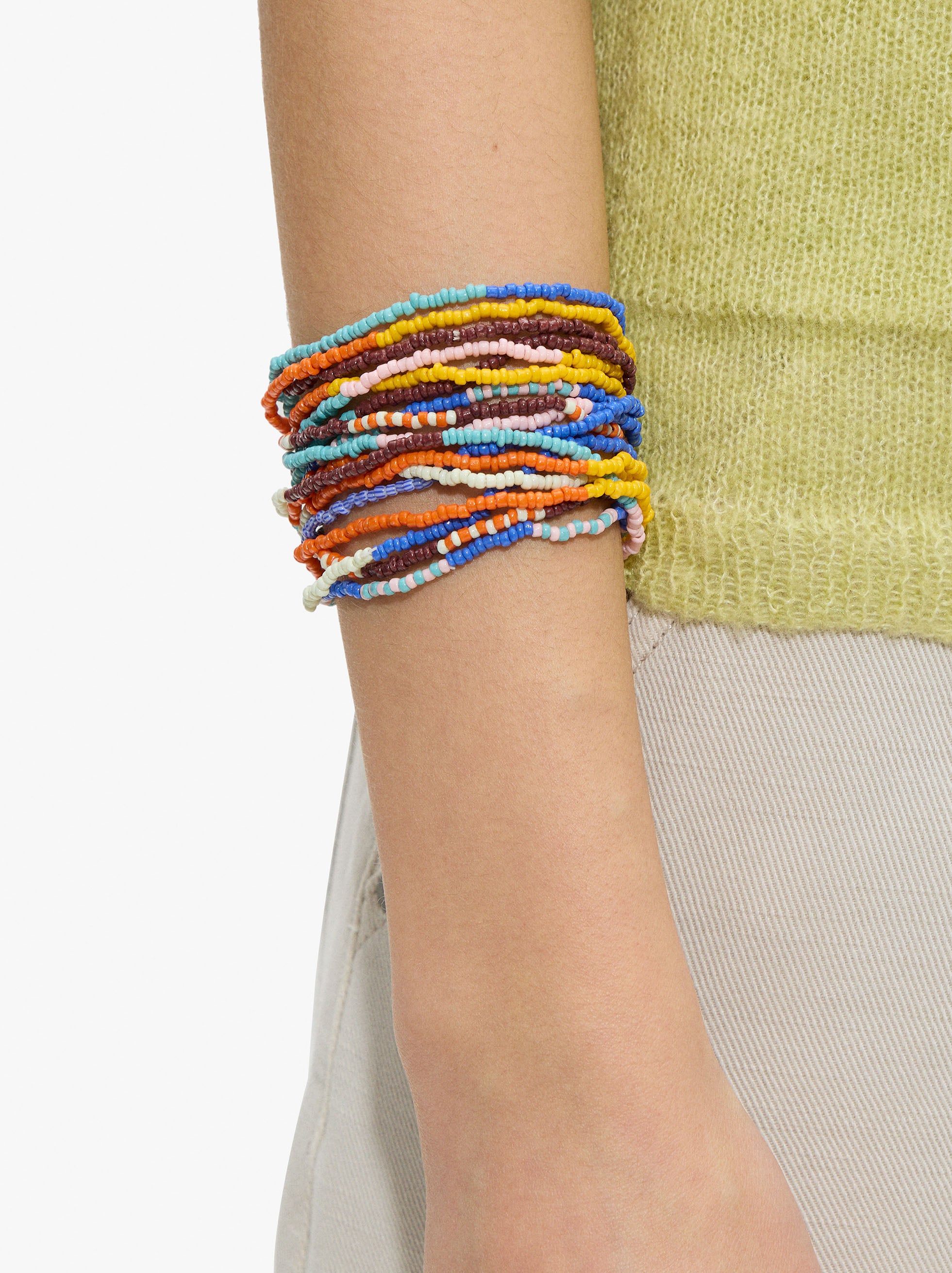 Set De Pulseras Elásticas De Abalorios Multicolor