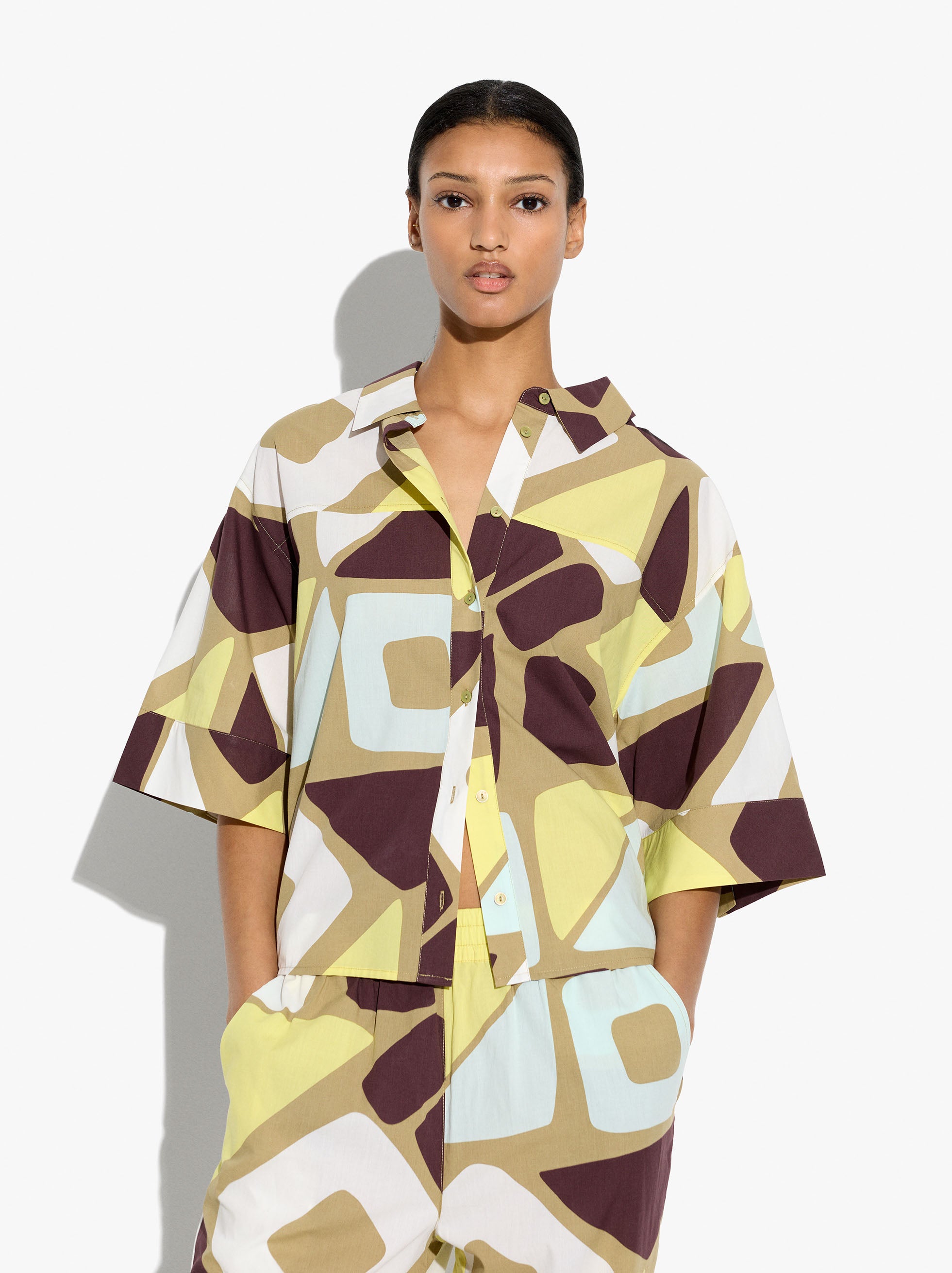 Camisa Estampado Geométrico 100% Algodón
