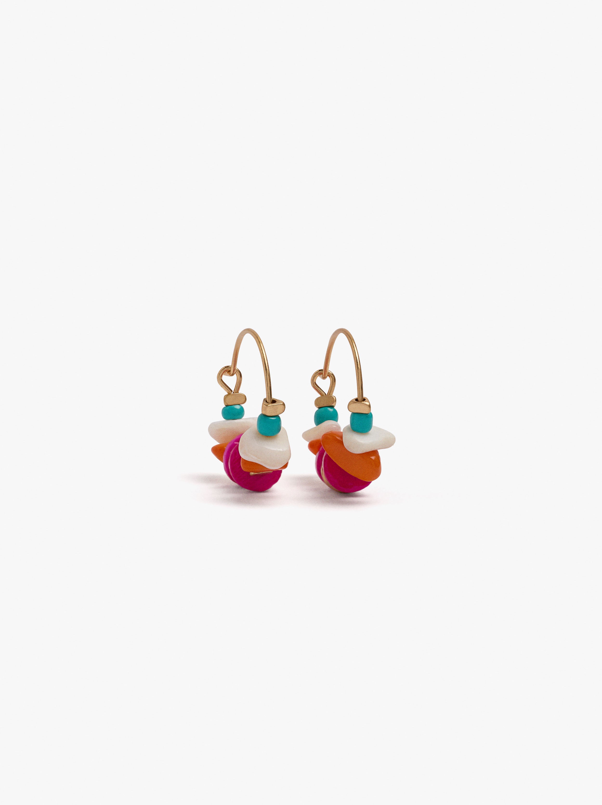 Aros Con Cuentas De Conchas Multicolor