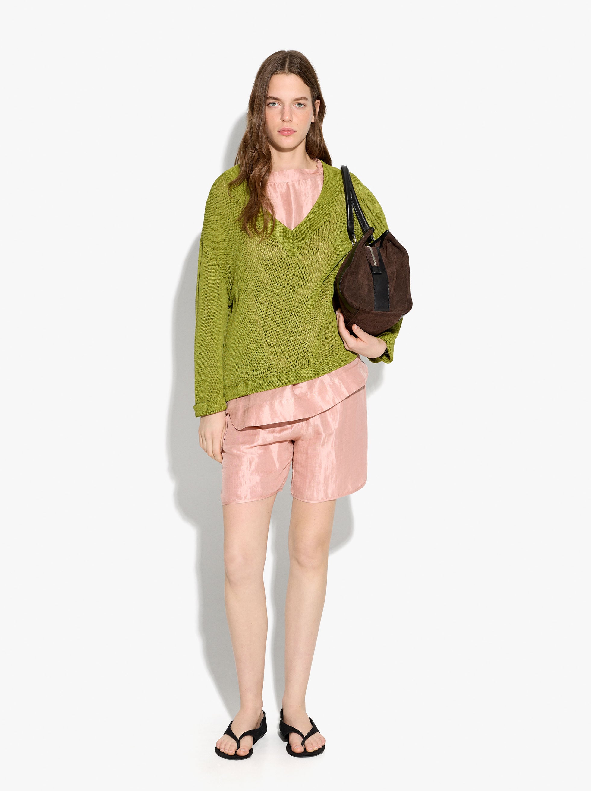 Jersey De Punto Con Cuello En Pico