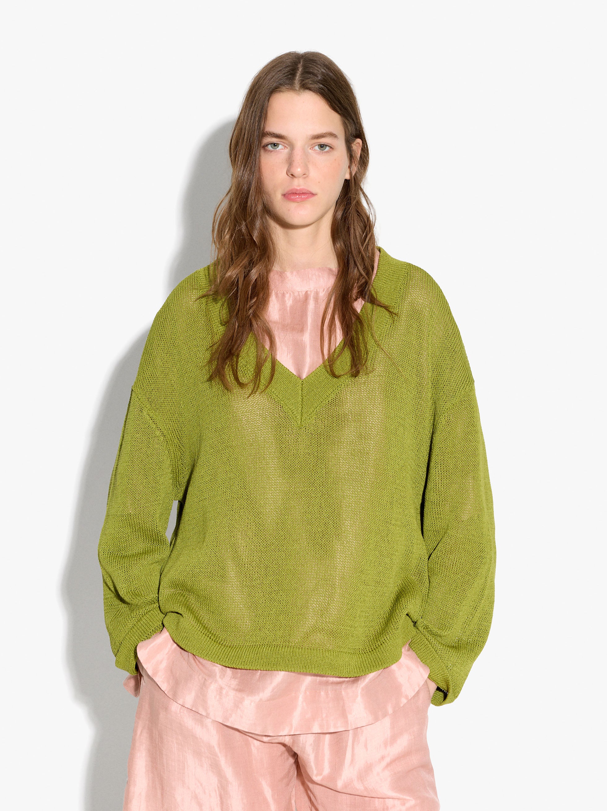 Jersey De Punto Con Cuello En Pico