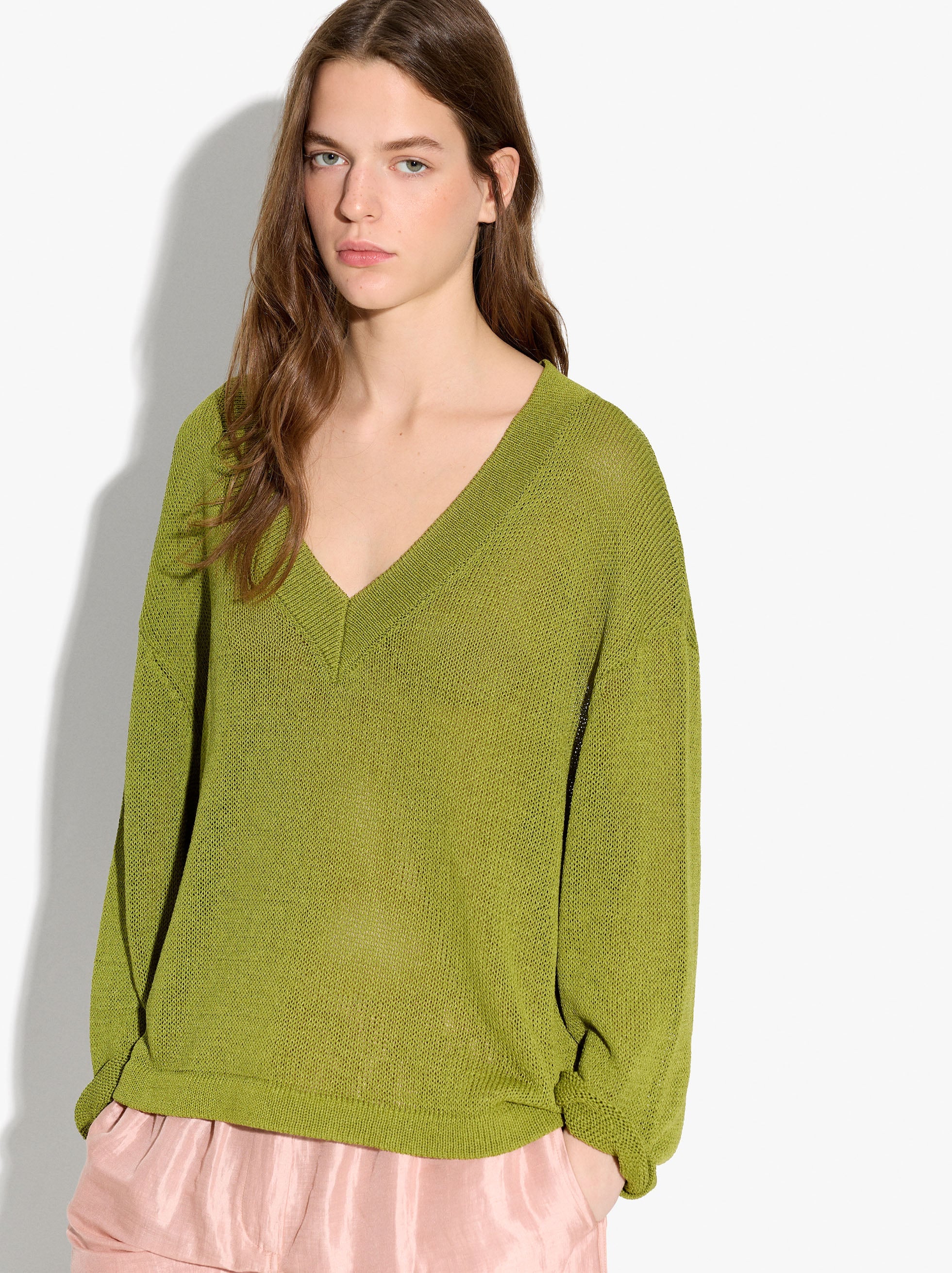 Jersey De Punto Con Cuello En Pico