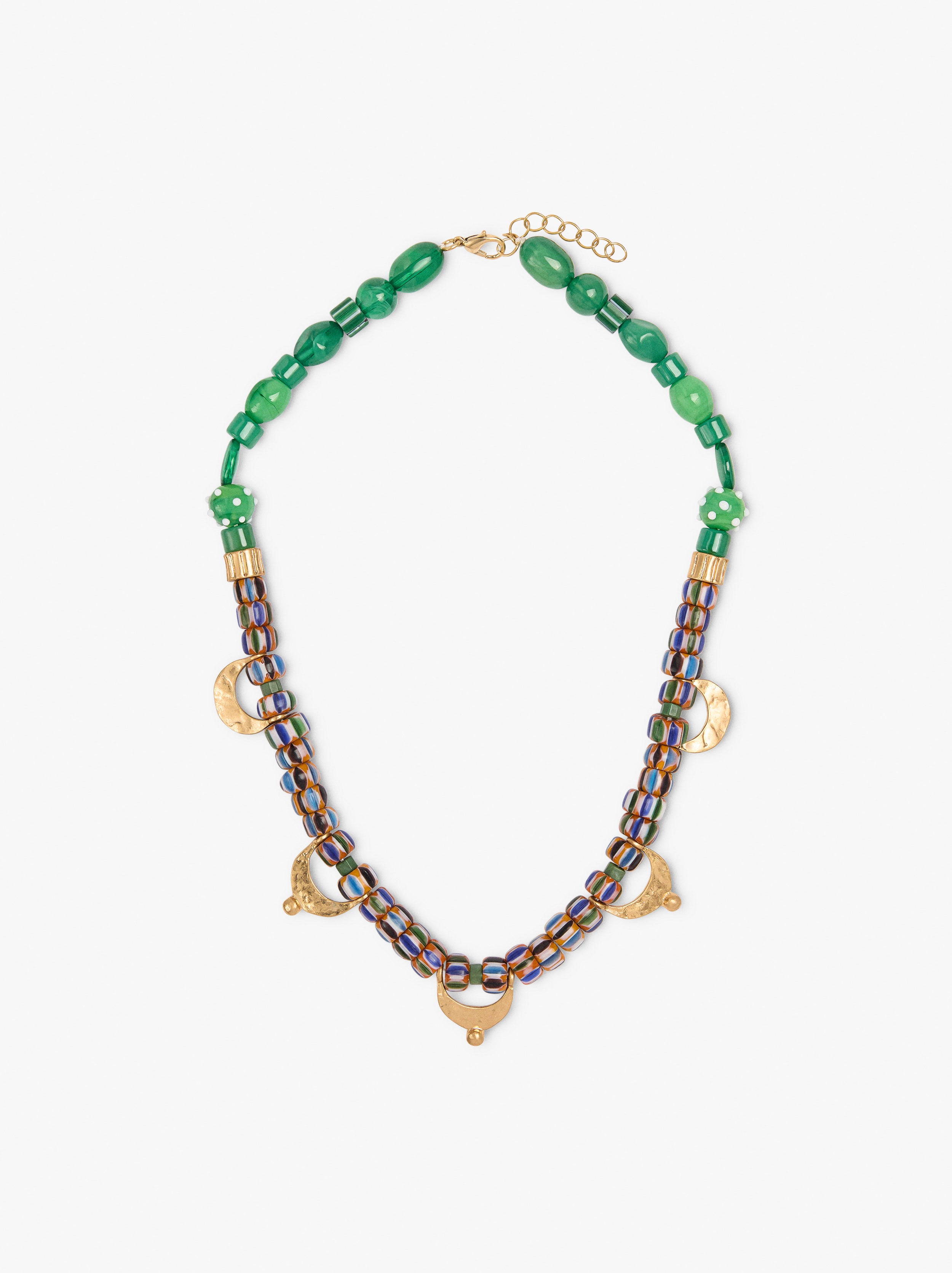 Collar Con Cuentas De Vidrio Medias Lunas