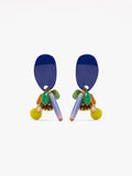 Pendientes Ovalados Con Cuentas Multicolor
